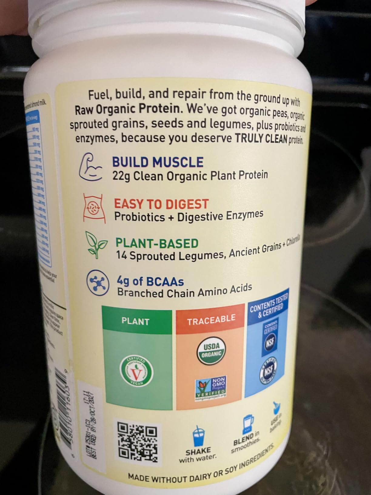 Garden of Life Protein Powder, Vegan Protein Powder, BCAA, Probiotics & Digestive Enzymes, Gluten & Lactose Free, Vanilla, 1.5 LB customer photo 2