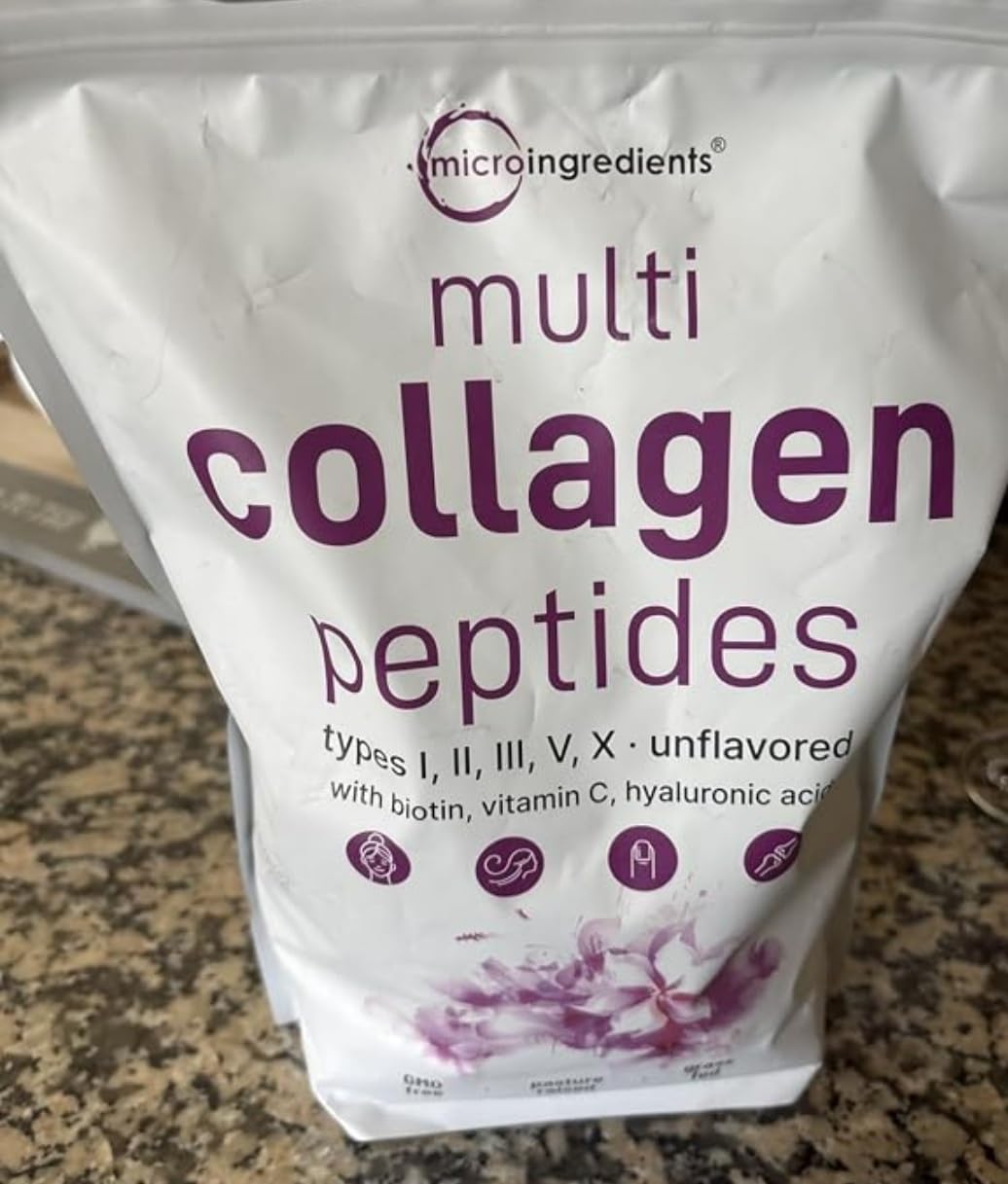 Micro Ingredients Multi Collagen Peptides Powder, 2lb (82 Servings) | Hydrolyzed Type I, II, III, V, X with Biotin, Hyaluronic Acid & Vitamin C. Unflavored Collagen for Women & Men, Easy Dissolve customer photo 1