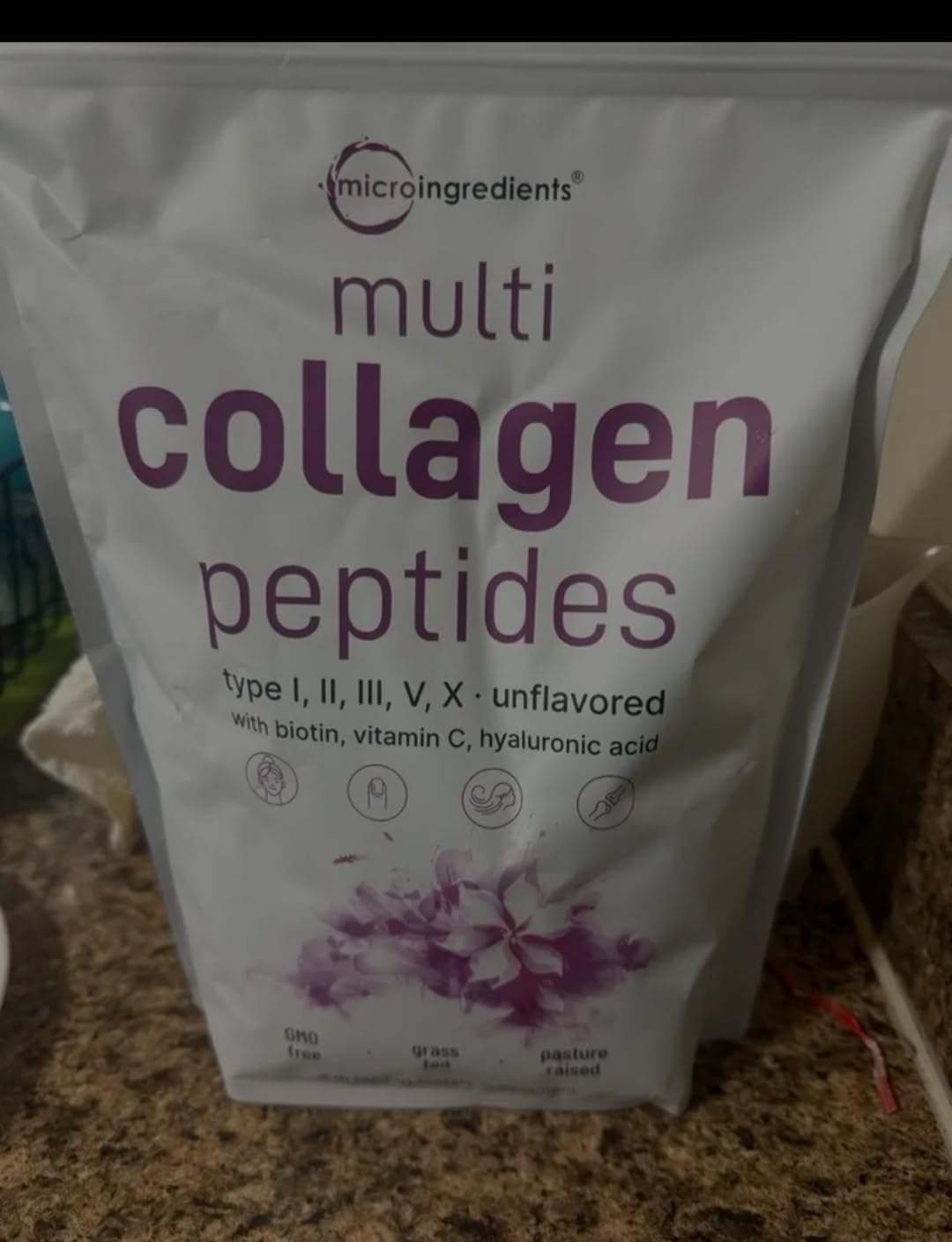 Micro Ingredients Multi Collagen Peptides Powder, 2lb (82 Servings) | Hydrolyzed Type I, II, III, V, X with Biotin, Hyaluronic Acid & Vitamin C. Unflavored Collagen for Women & Men, Easy Dissolve customer photo 2