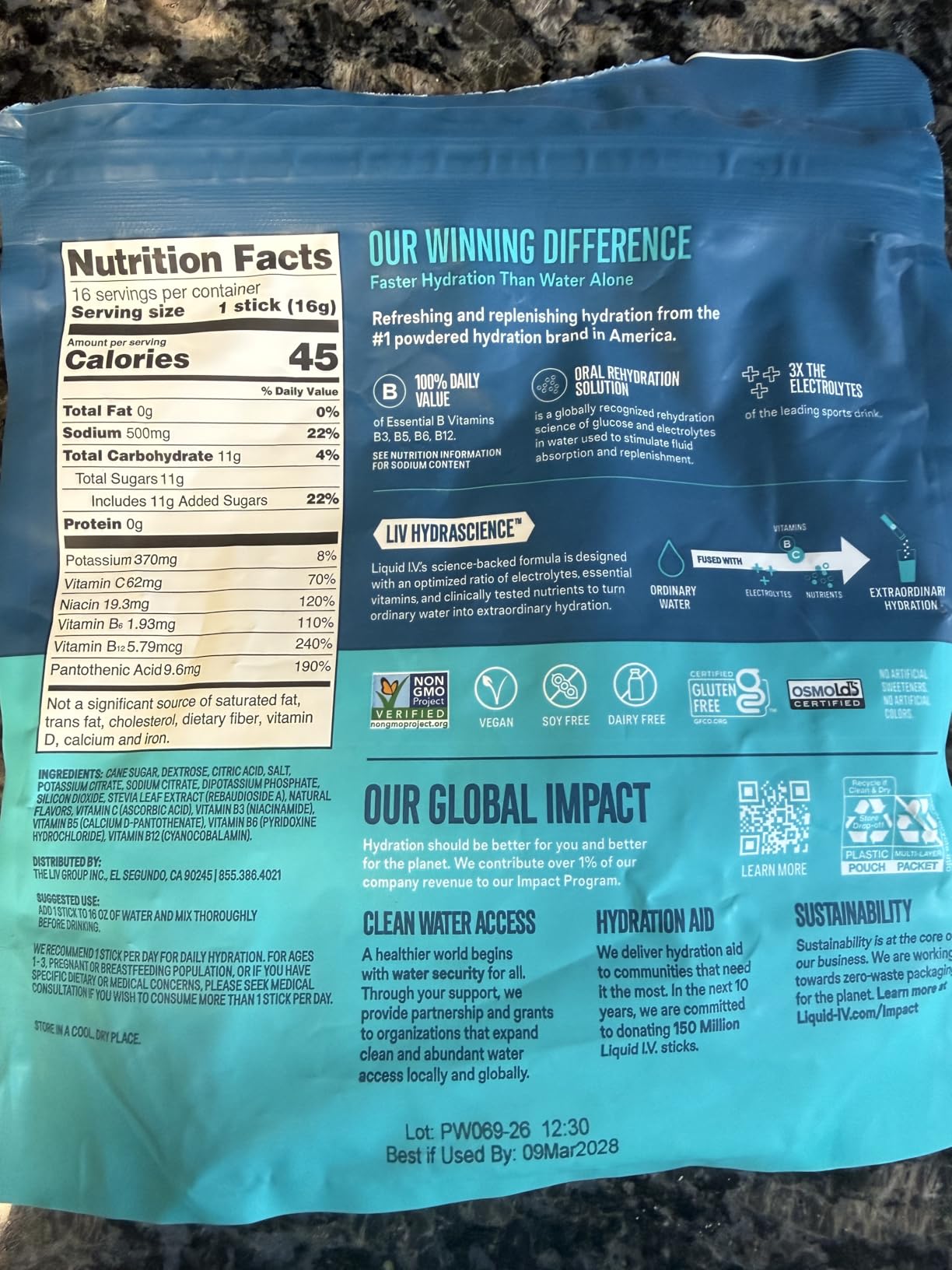 Liquid I.V. Hydration Electrolytes, Lemon Lime, 16 Count customer photo 2