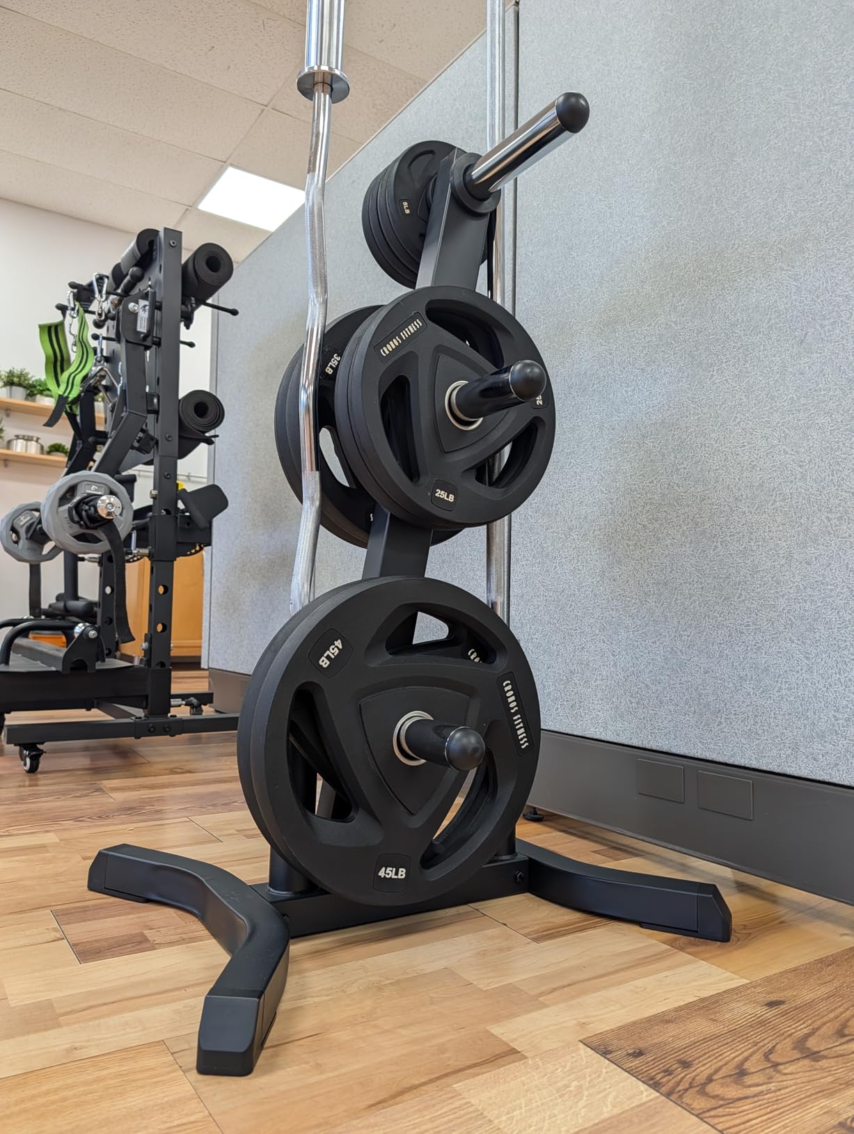 Fitness Reality X-Class Olympic Weight Tree - Heavy-Duty Bumper Plate Rack for Home Gym - Chrome Storage Posts - Includes 2 Barbell Holders - 1,000 Lb. Capacity customer photo 1