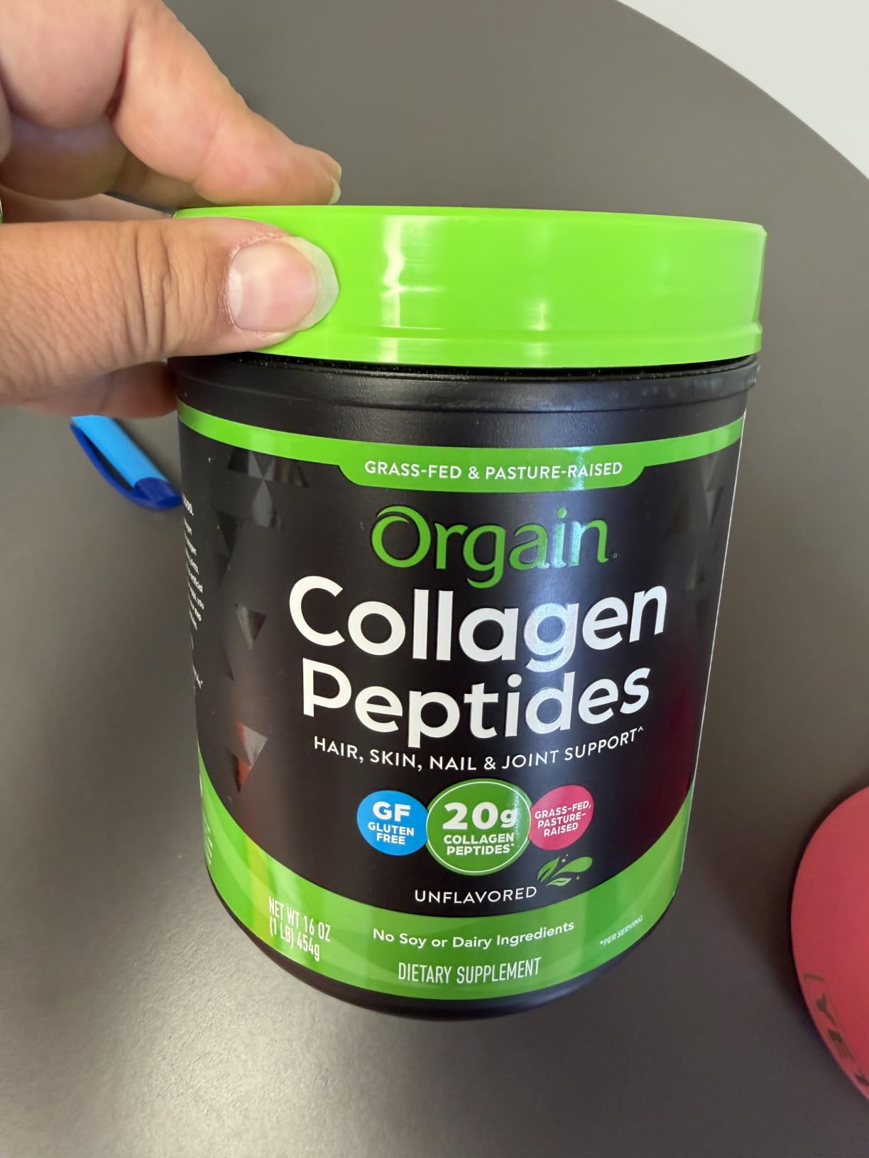 Orgain Hydrolyzed Collagen Peptides Powder For Women & Men, 20g Grass Fed Collagen, Unflavored - Hair, Skin, Nail, & Joint Support Supplement, Paleo & Keto, Non-GMO, Type I and III, 1lb customer photo 1