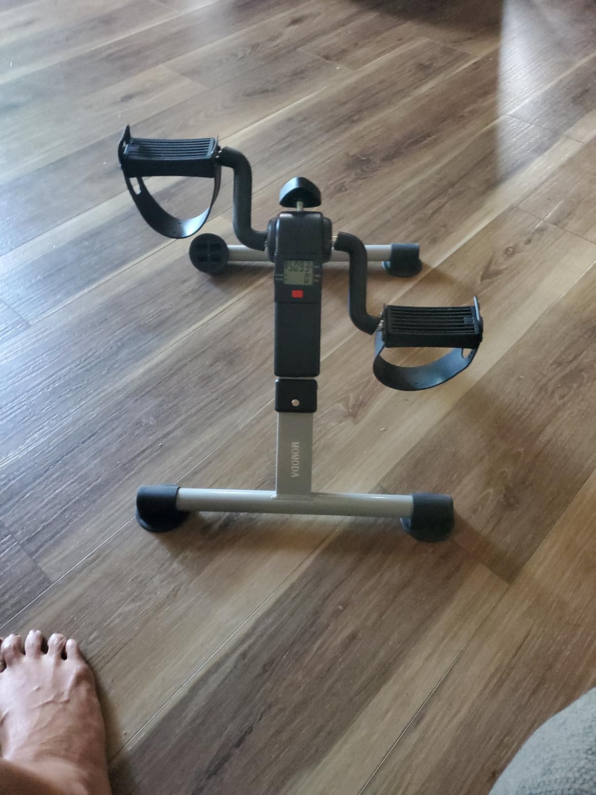 Pedal Exerciser Desk Exercise Bike Leg and Arm Exercise Bike with LCD Monitor Foldable and Porable (Black/Grey) customer photo 1