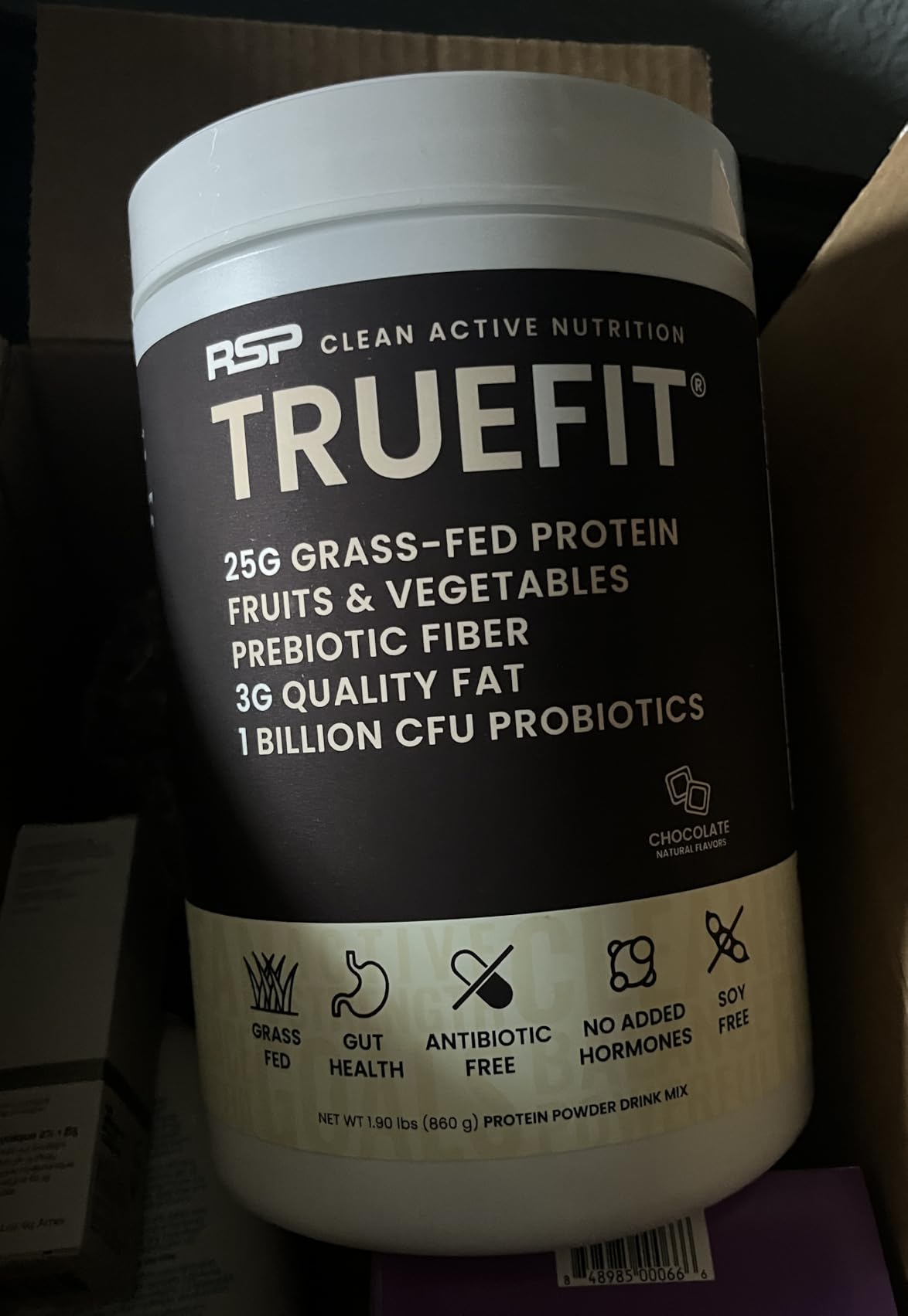 TrueFit Grass-Fed Whey Protein Powder + Fiber & Probiotics, Chocolate Shake, 25g Protein Meal Replacement customer photo 2