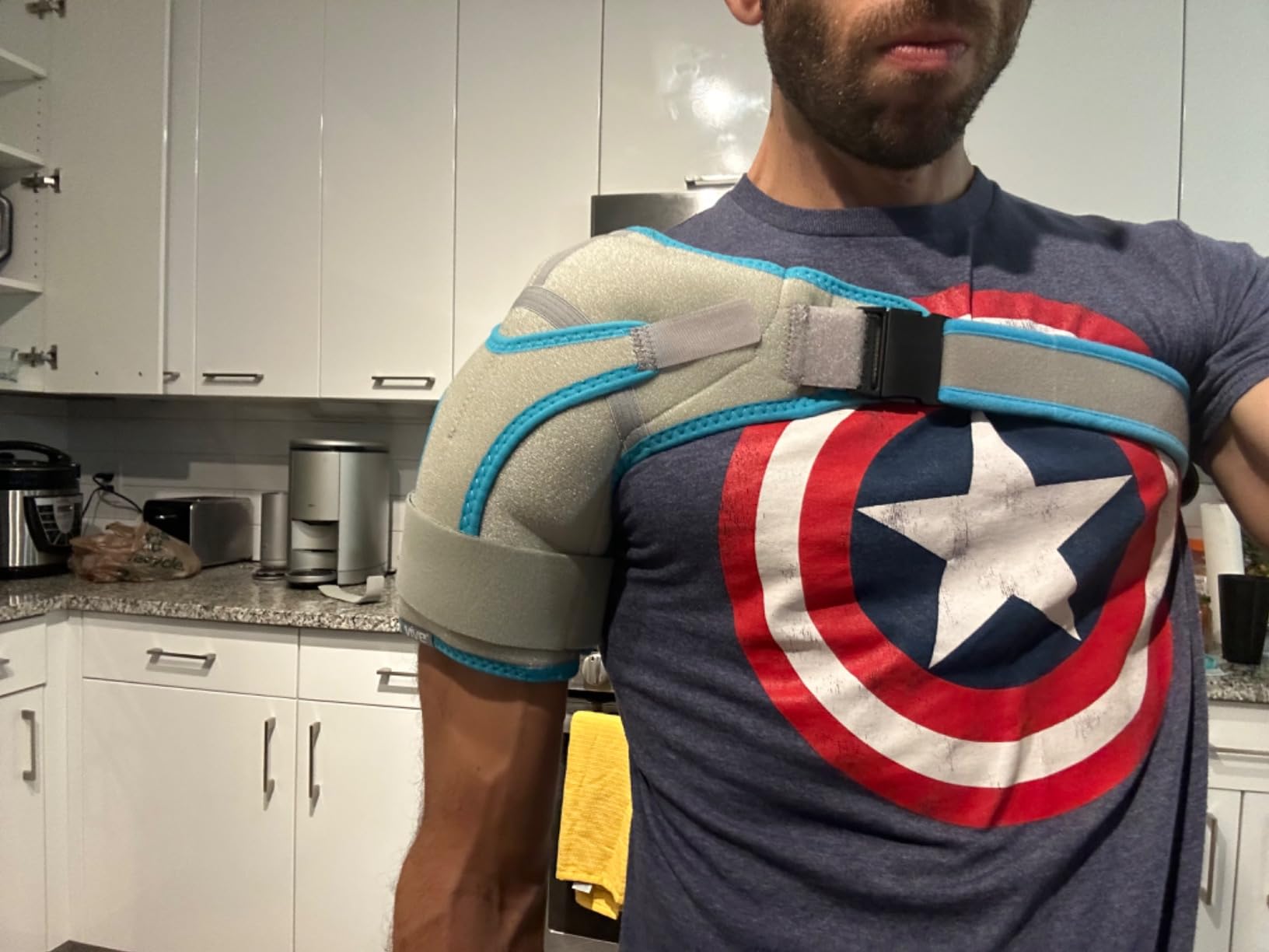 Arctic Flex Shoulder Ice Pack Brace - Rotator Cuff Cold Gel Wrap Therapy | Heat or Cooling Support Immobilizer with Compression Stability for Tendonitis, Dislocated Joint, Left & Right Arm Pain Relief customer photo 1