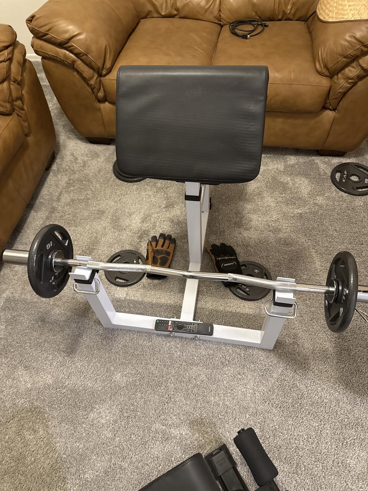 Adjustable Arm Preacher Curl Bench Bicep Strength Bench Seated Strengthening Training Isolated Barbell Dumbbell Biceps Station for Home Gym customer photo 2