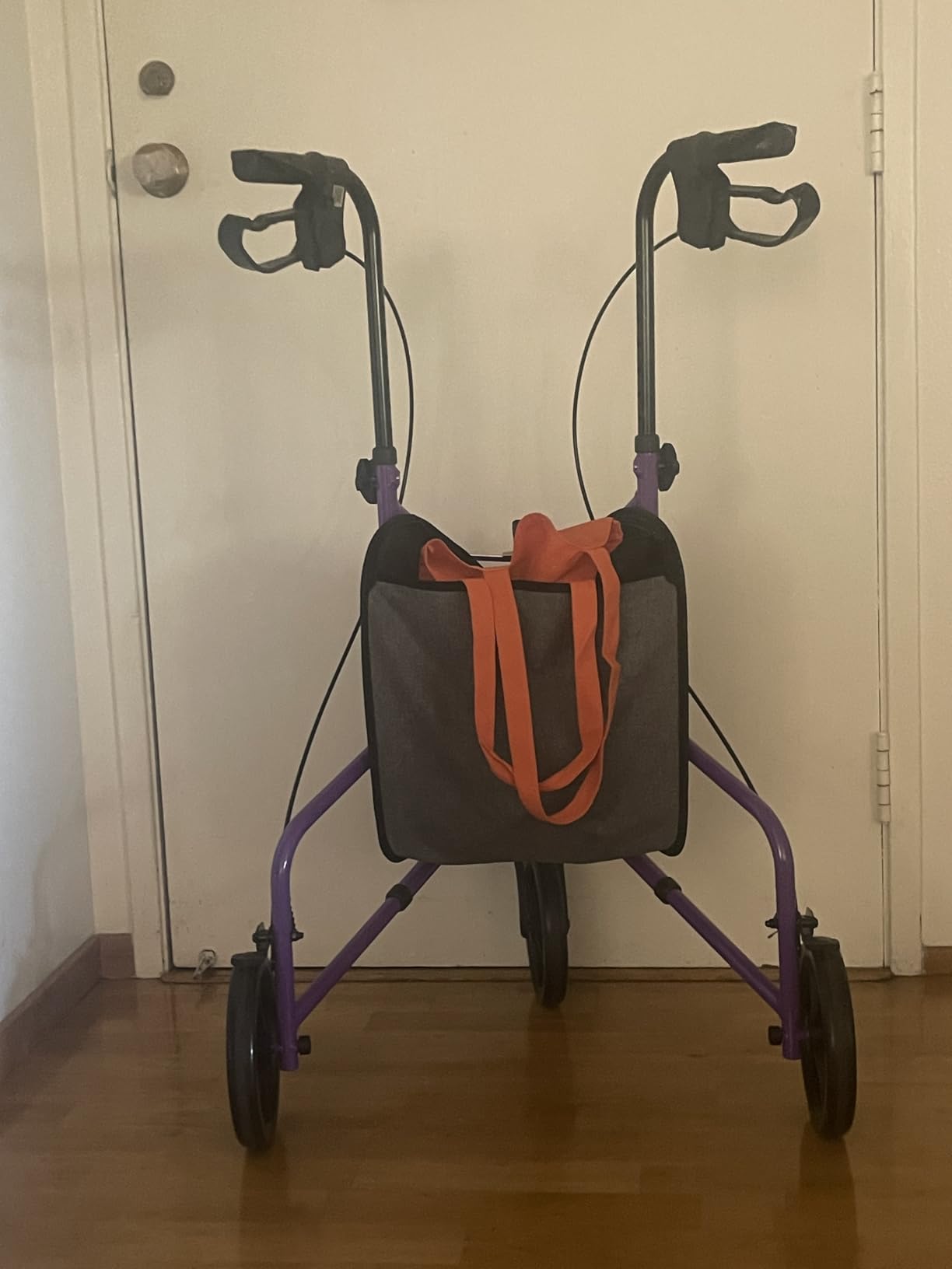 Vive Mobility 3 Wheel Walker - Three Wheeled Rollator for Seniors - Lightweight, Foldable, Narrow, Heavy Duty - for Elderly Men Women - Folding 3-Wheel Tri Scooter with Basket Bag customer photo 2