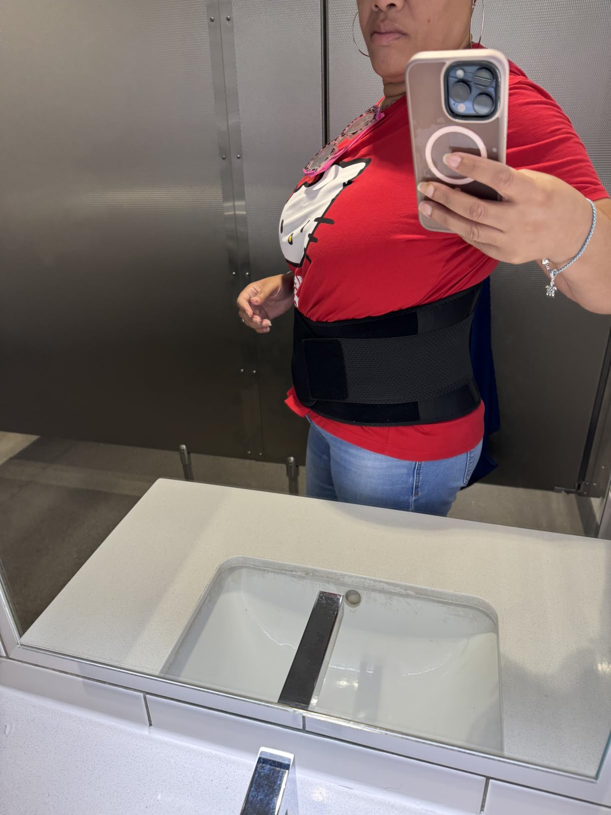 FEATOL Back Brace for Women & Men, Lower Back, Sciatica Pain Relief | Black-L/XL, Adjustable Back Support for Sciatica, Herniated Disc & Scoliosis; Lifting, Work, Sitting; 4 Stays+ Removable Pad customer photo 2