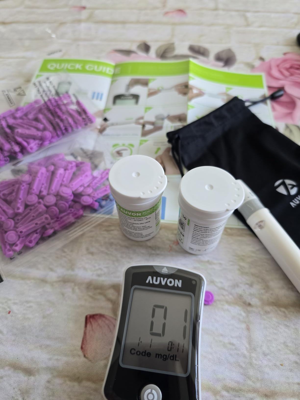 AUVON Blood Glucose Monitor Kit for Accurate Test, 100 Strips, No Coding, 100 Lancets customer photo 1