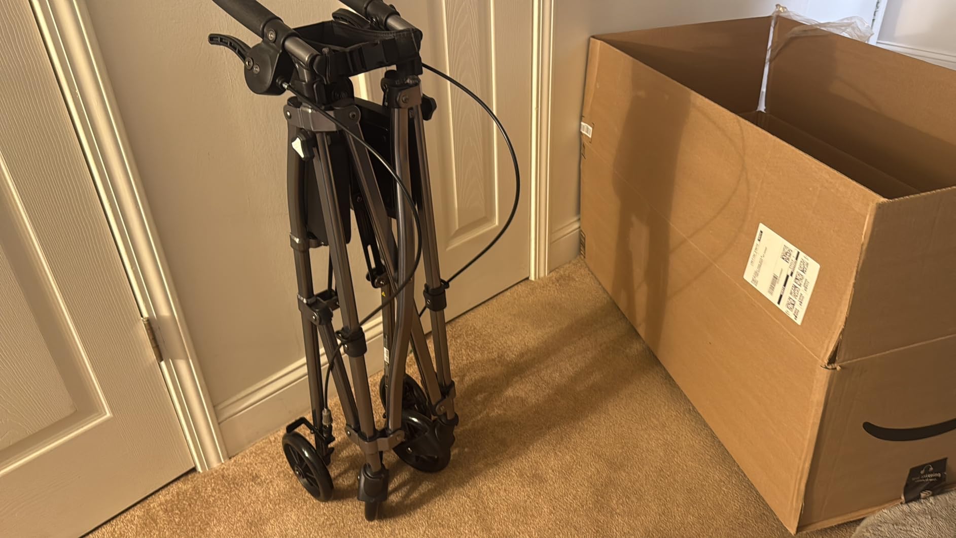 Stander Space Saver Rollator, Lightweight Folding Rolling Walker with Seat for Seniors & Adults, 4-Wheel Mobility Aid with 6-inch Wheels, Locking Brakes & Padded Seat with Backrest, Regal Rose customer photo 2