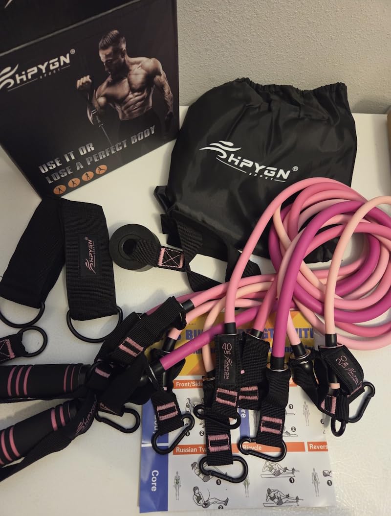 HPYGN Resistance Bands, Exercise Bands with Handles, Fitness Bands, Workout Bands with Door Anchor and Ankle Straps, for Heavy Resistance Training, Physical Therapy, Shape Body, Yoga, Home Workout Set customer photo 1