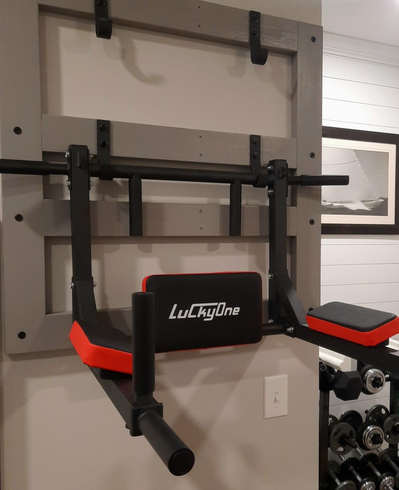Multifunctional Wall Mounted Pull Up Bar, Chin Up Bar, Dip Station customer photo 2