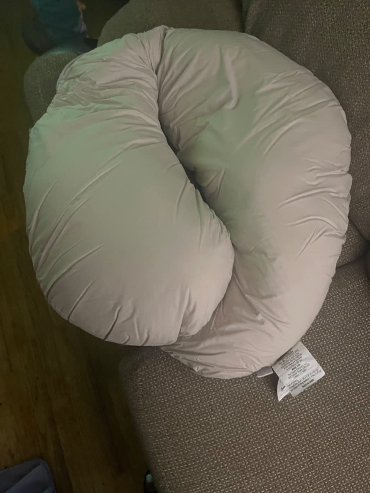 Boppy Total Body Pregnancy Pillow, Gray Scattered Leaves, Supportive Pregnancy Body Pillow for Versatile Full Body Use, Contoured Shape at All Stages customer photo 1