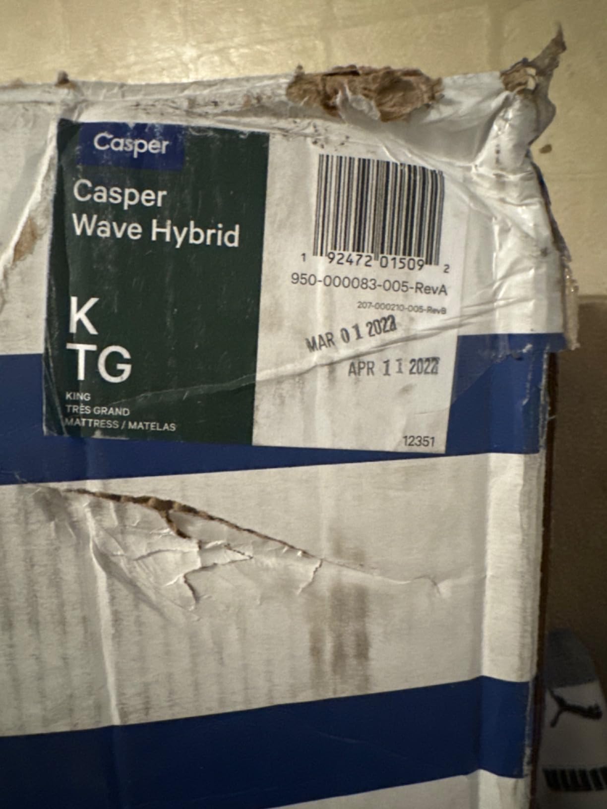 Casper Sleep Wave Hybrid Memory Foam Mattress, King, Medium Firm customer photo 1