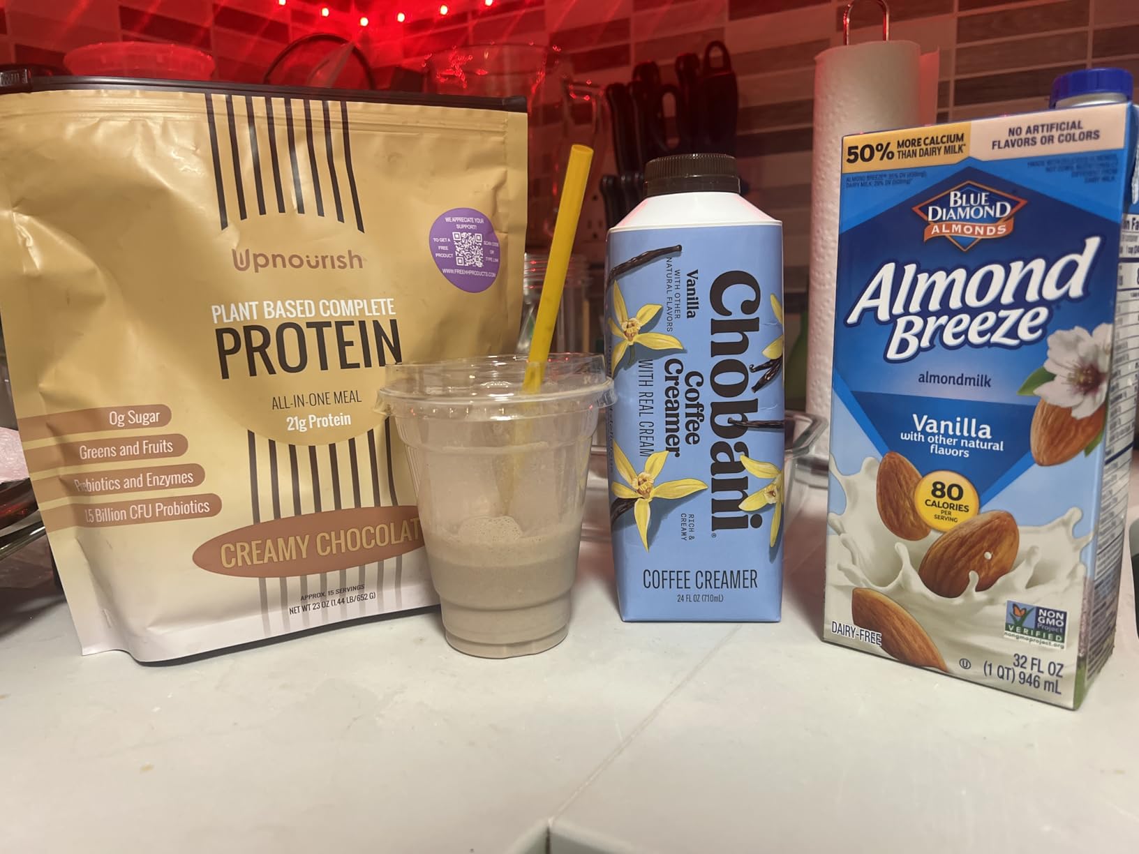 UpNourish Chocolate Vegan Protein Powder 54 Superfoods Powder, 1.5 Billion CFU Probiotics 21g Plant Based Protein, No Sugar No Dairy No GMO Dairy Free, Meal Replacement Shake Keto-Friendly Low-Carb Diet, 15 Servings customer photo 1
