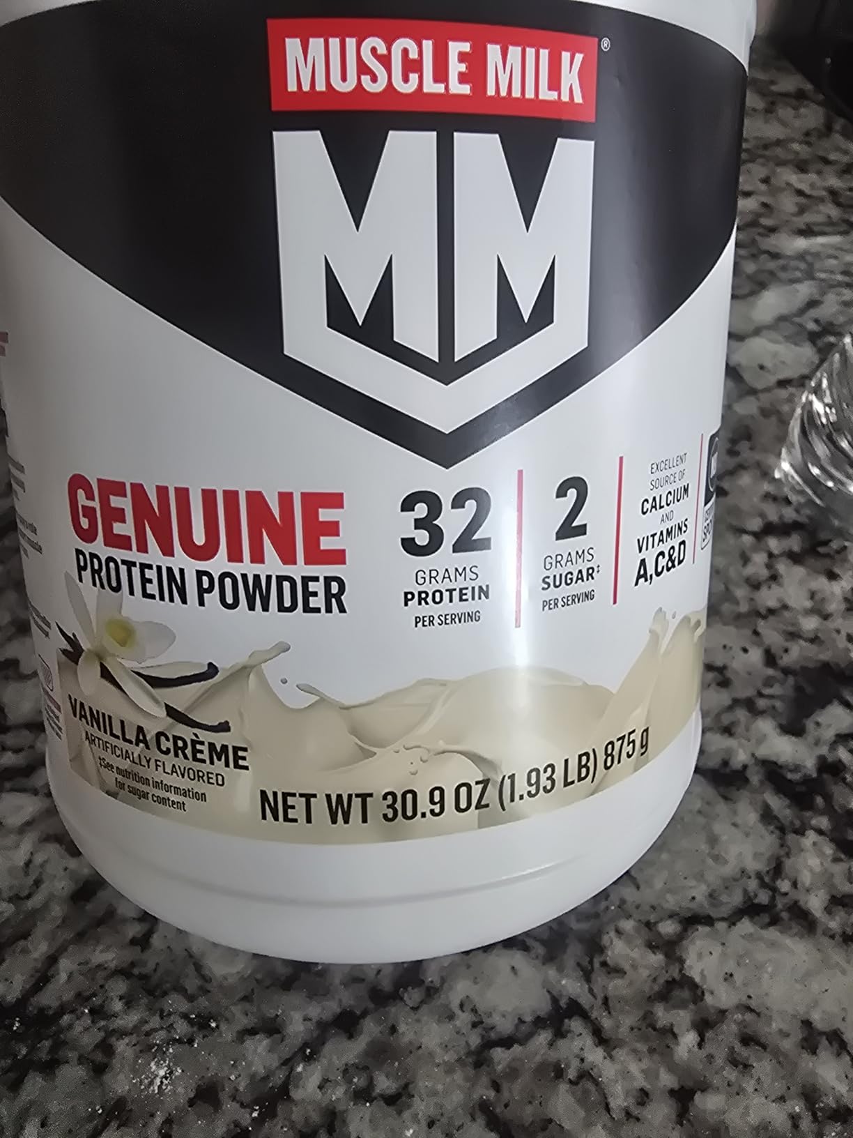 Muscle Milk Genuine Protein Powder, Vanilla Creme, 1.93 Pounds, 12 Servings, 32g Protein, 2g Sugar, Calcium, Vitamins A, C & D, NSF Certified for Sport customer photo 1