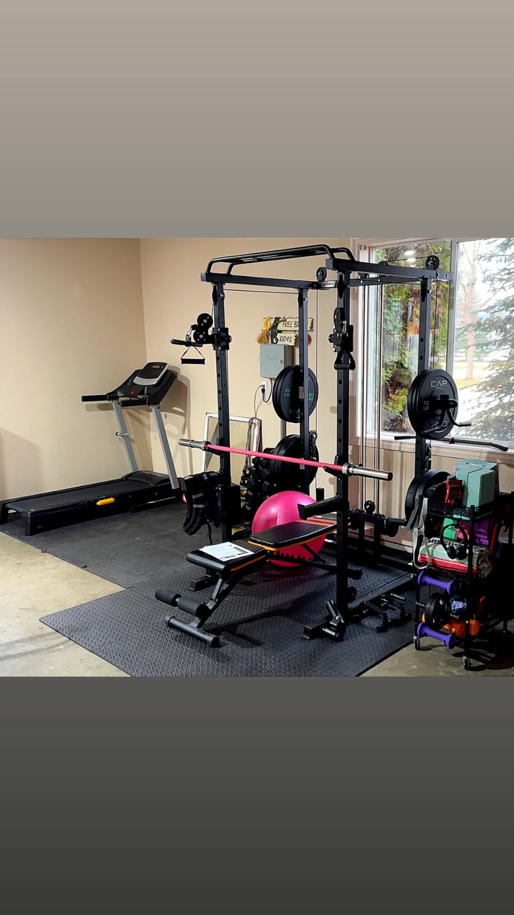 RitFit PPC-P3 Power Cage with Cable Crossover System, 1200LB Capacity | LAT Pulldown & Cable Crossover System with Bumper Plate Set, Olympic Barbell, Bench customer photo 1