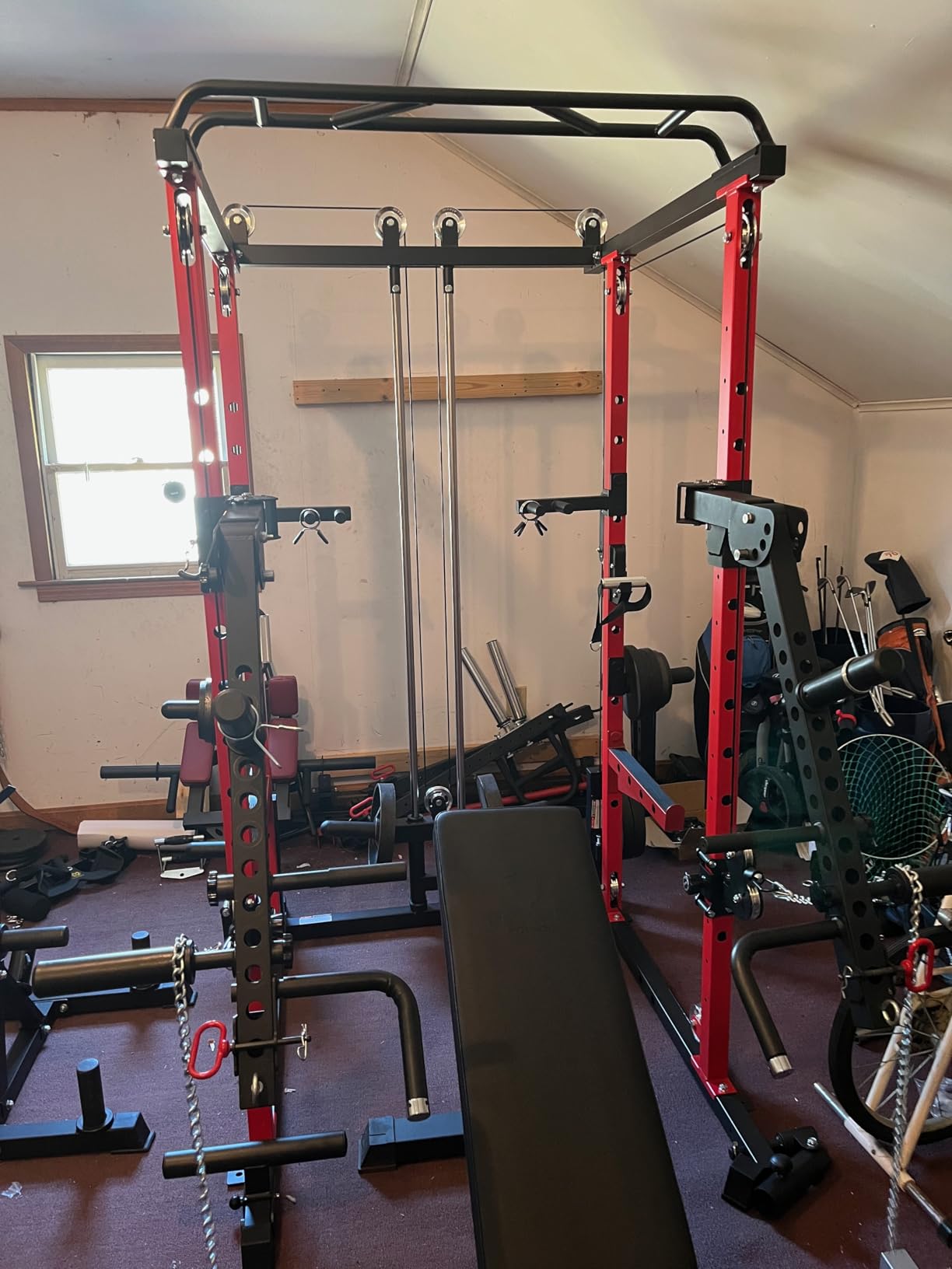 RitFit PPC-P3 Power Cage with Cable Crossover System, 1200LB Capacity | LAT Pulldown & Cable Crossover System with Bumper Plate Set, Olympic Barbell, Bench customer photo 2