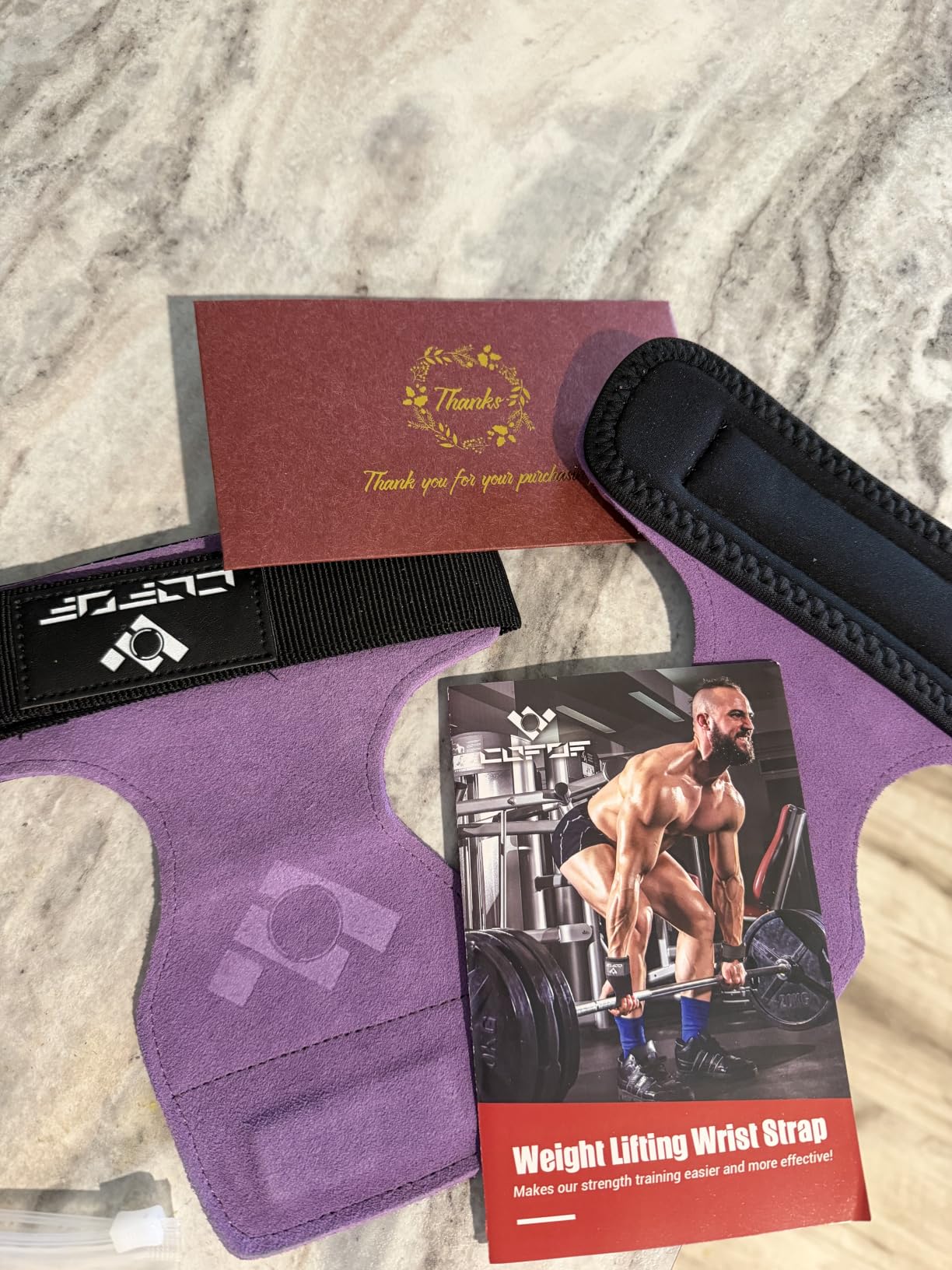 Weight Lifting Wrist Strap, Double-Layer Leather for Deadlift Powerlifting | Gym Strap with Adjustable Neoprene Padded Fit for 6.3-8 Inch Wrist, 8.07-Inch Leather Strap, Gym Workout Lifting Hook (Pair) customer photo 2