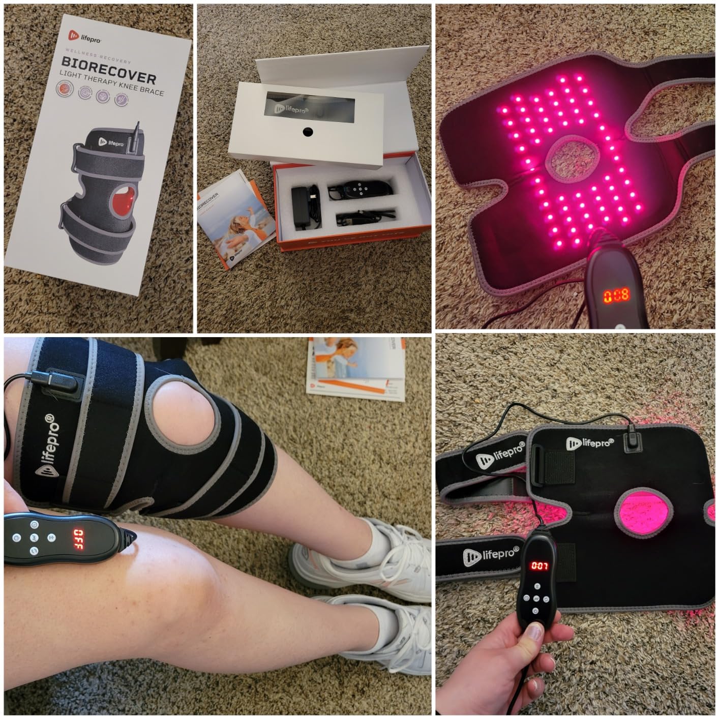 LifePro Red Light Therapy for Knee Brace - Portable Knee Massager with 660nm Red & 850nm Infrared LEDs - Vibration & Pulsed Modes - Biorecover Rechargeable Light Therapy Device for Joint Wellness customer photo 1