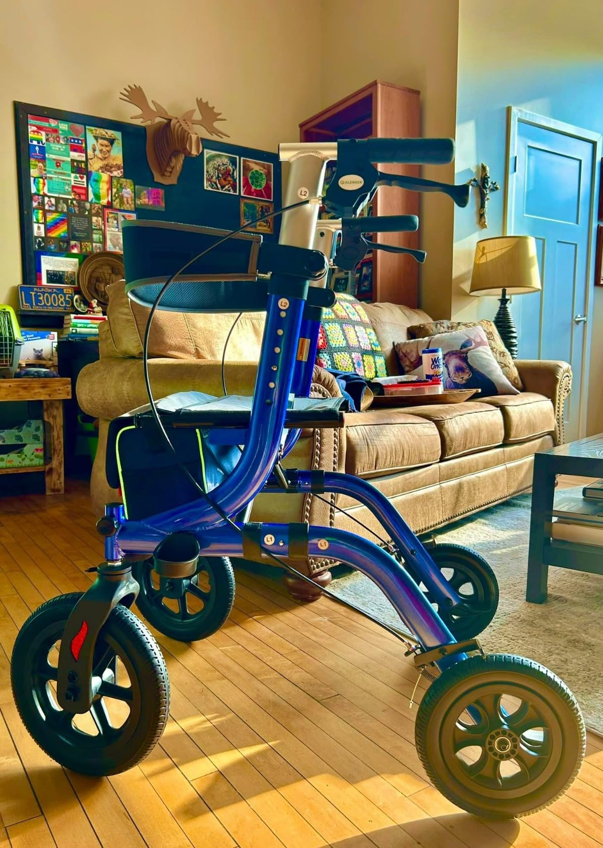 ELENKER All-Terrain Rollator Walker with Seat, Outdoor Rolling Walker, 12