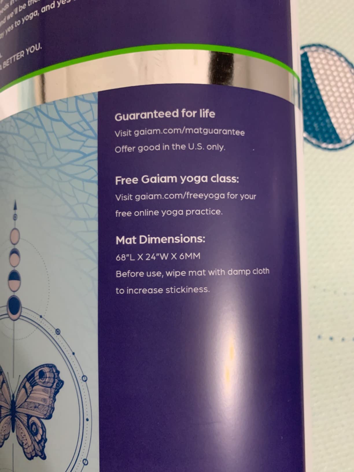 Gaiam Premium Yoga Mat, 6mm Thick Print Mat | Premium 6mm thick cushioning for joint support. Non-slip print design for yoga, Pilates & floor workouts. customer photo 2