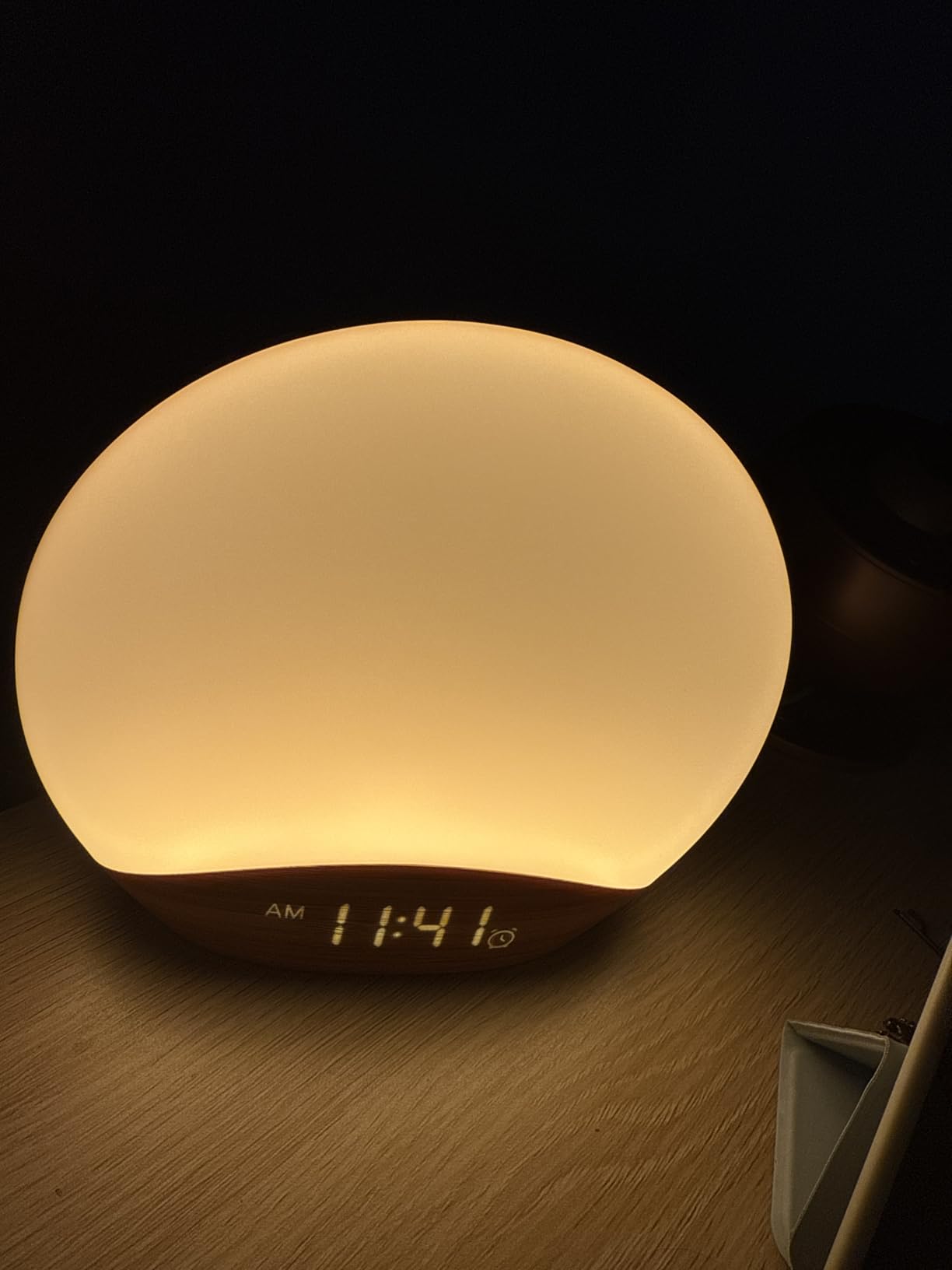 REACHER Wood Grain Sunrise Alarm Clock and Sound Machine Nightlight customer photo 2