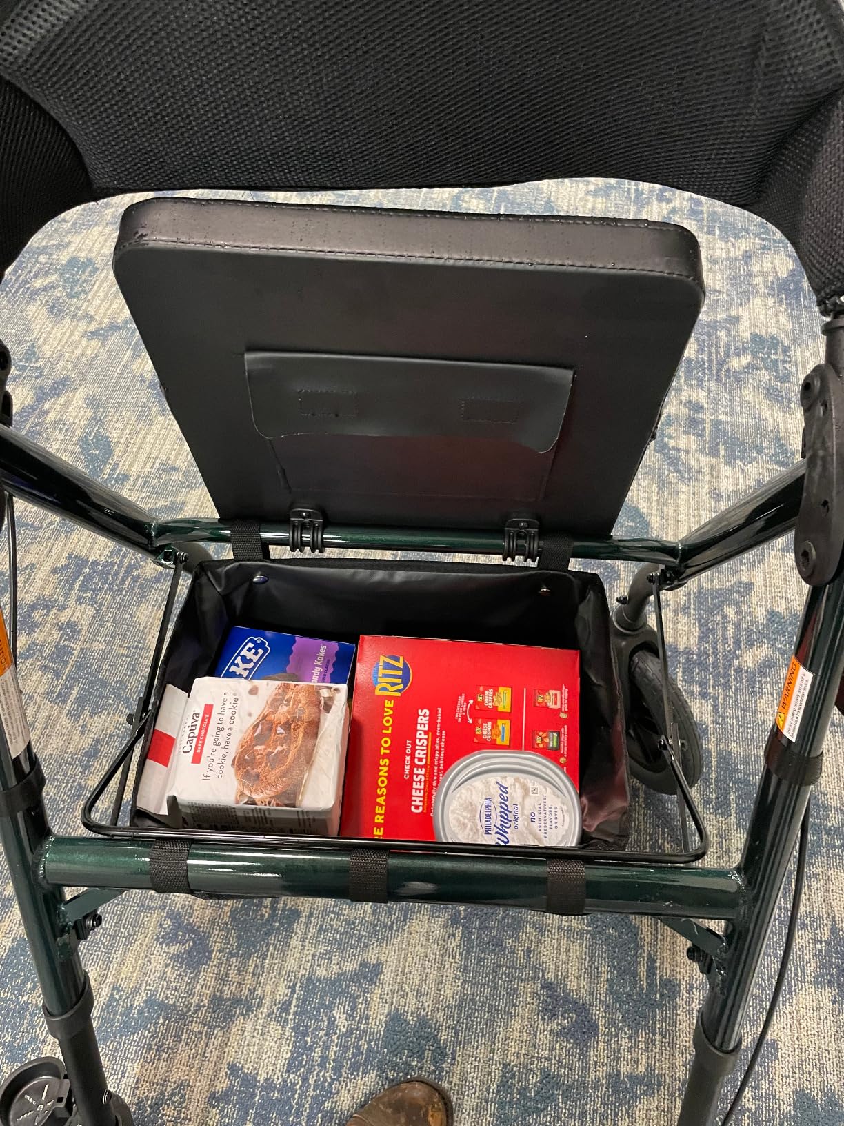 ELENKER Rollator Walker for Seniors, 10 in Non-Pneumatic Wheels, Champagne | Padded Seat, Extra Wide Backrest, Adjustable Seat & Handle Height, Storage Box, Cane Holder & Cup Holder customer photo 2