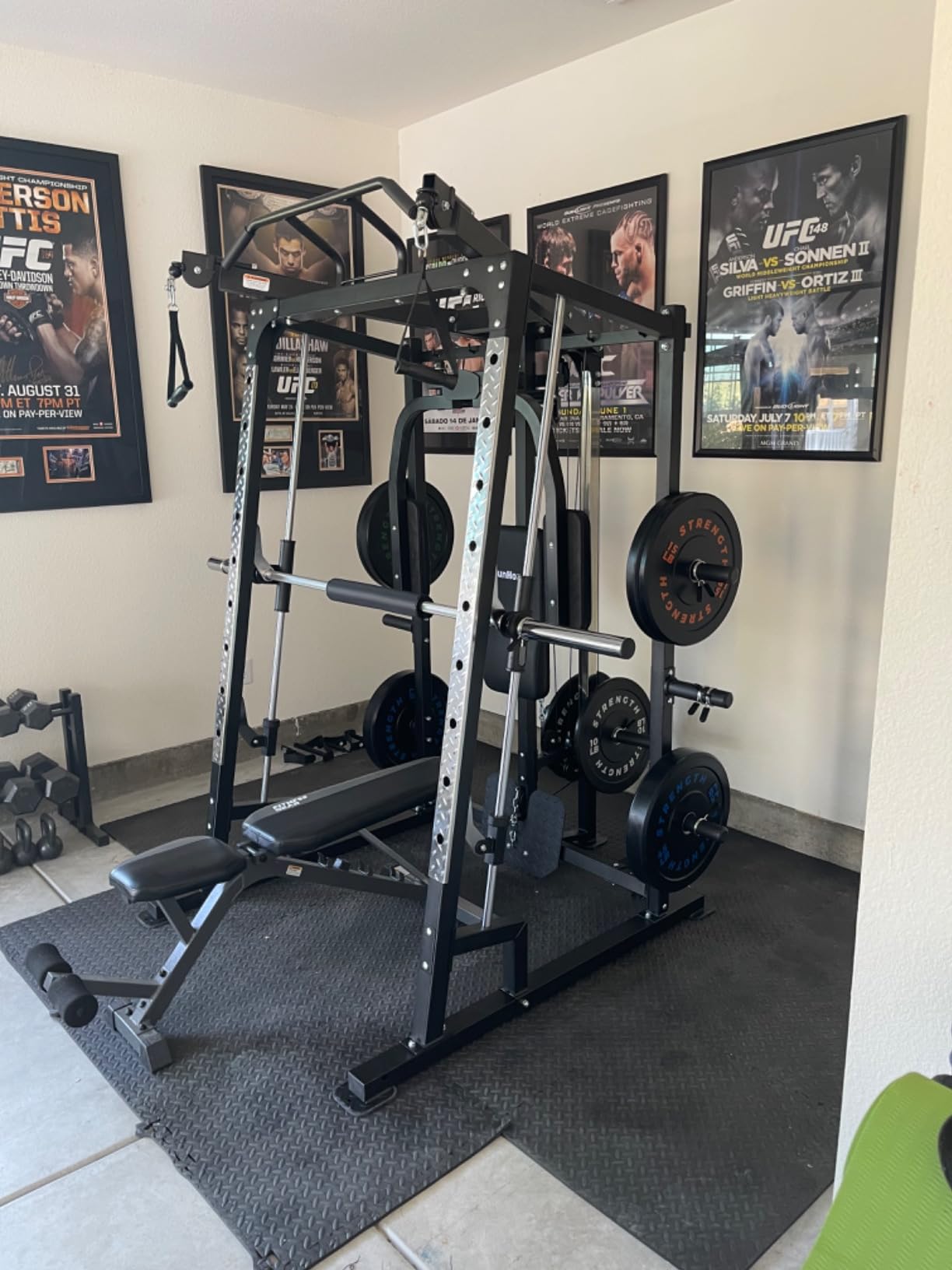 SunHome Smith Machine, Power Cage Squat Rack with Smith Bar, LAT Pull-Down Systems, Cable Crossover Machine for Home Gym customer photo 1