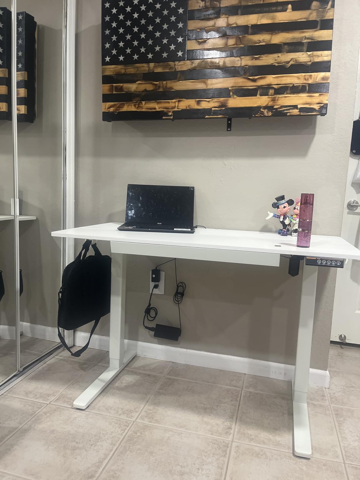 YDN Standing Desk 55 x 24 Inch Electric Height Adjustable with Drawer Black | Industrial steel frame supports 176Lbs, 28.3-46.5 inch height range, 3 memory presets, quiet 45dB motor, wire management customer photo 2