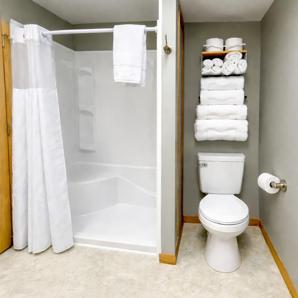 Towel Racks for Bathroom, Towel Rack Wall Mounted, 6 Tier Rolled Or Folded Towel Holder with Floating Shelves, Bathroom Towel Holder for Bath, Hand Towels, Metal and Wood customer photo 2