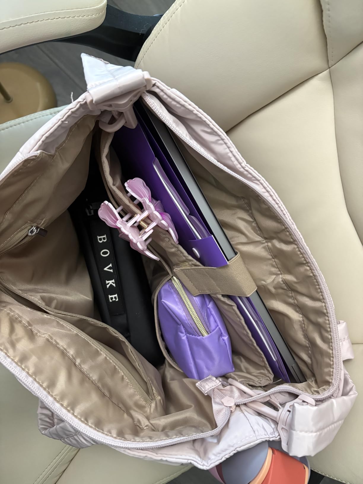 BAGSMART Tote Bag for Women, Lightweight Puffy Tote Bag with Compartments Shoulder Bag Handbag for Travel, Work, Gym | Lightweight customer photo 2