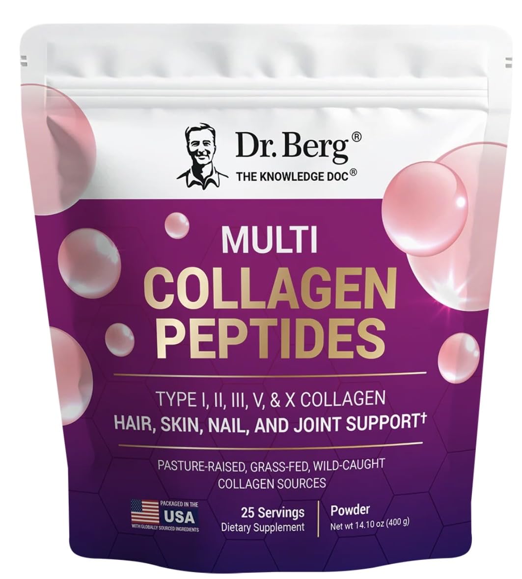 Dr. Berg Multi Collagen Peptides Powder Types I, II, III, V, X - Unflavored Collagen Powder w/ 14 g of Protein - Grass-Fed, Pasture-Raised & Wild-Caught Collagen Sources - 25 Servings customer photo 1
