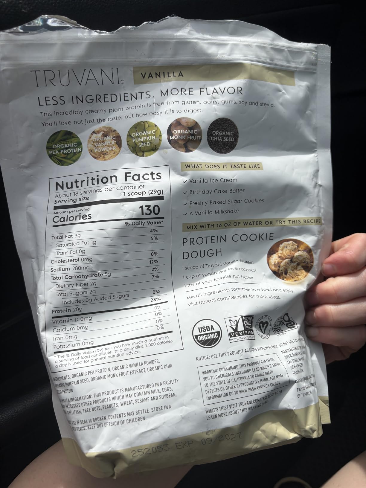 Truvani Organic Plant Based Protein Powder | Vanilla | 18 Servings | Vegan | 20g Pea Protein | Keto | Gluten & Dairy Free | Low Carb | No Added Sugar customer photo 1