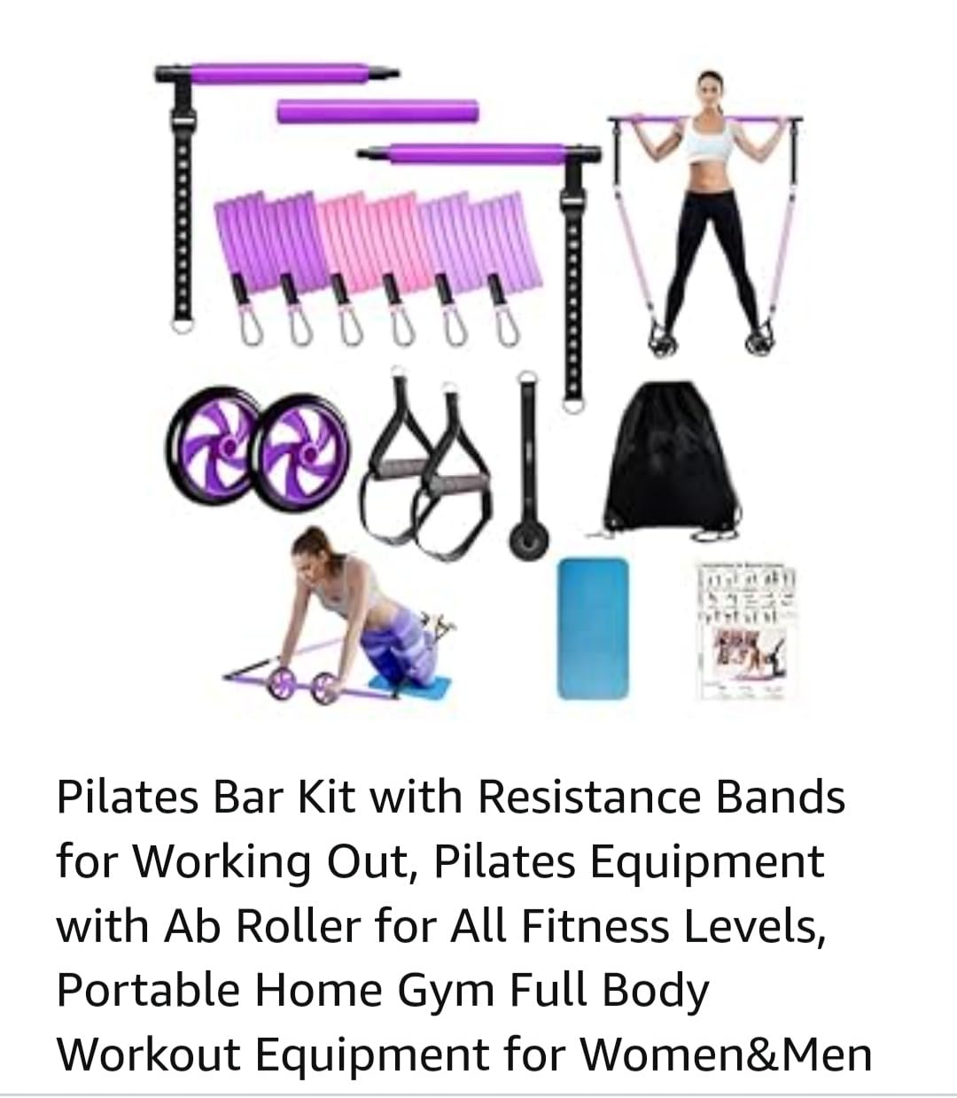 Pilates Bar Kit with Resistance Bands for Working Out, Pilates Equipment with Ab Roller for All Fitness Levels, Portable Home Gym Full Body Workout Equipment for Women & Men customer photo 2