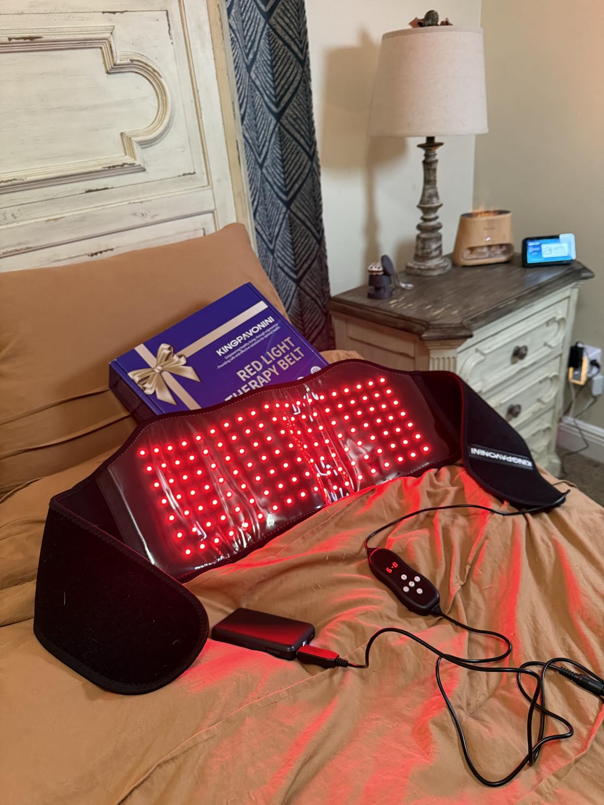 KingPavonini Red Light Therapy Belt, 140 LEDs 630/660/850nm Infrared Light Therapy with Compression Strap, Red Light Therapy for Body, Back, Shoulder & Waist Comfort and Relief customer photo 2
