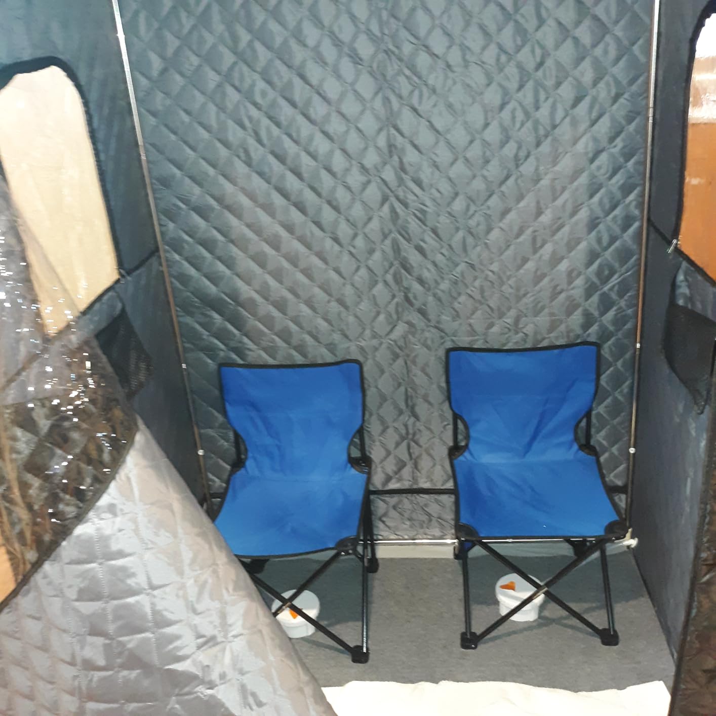 Tehanld 2 Person Portable Steam Sauna for Home, Extra Large Sauna Tent, Upgraded 2 Steamer, 2 Foldable Chair & Remote Control, Black customer photo 2