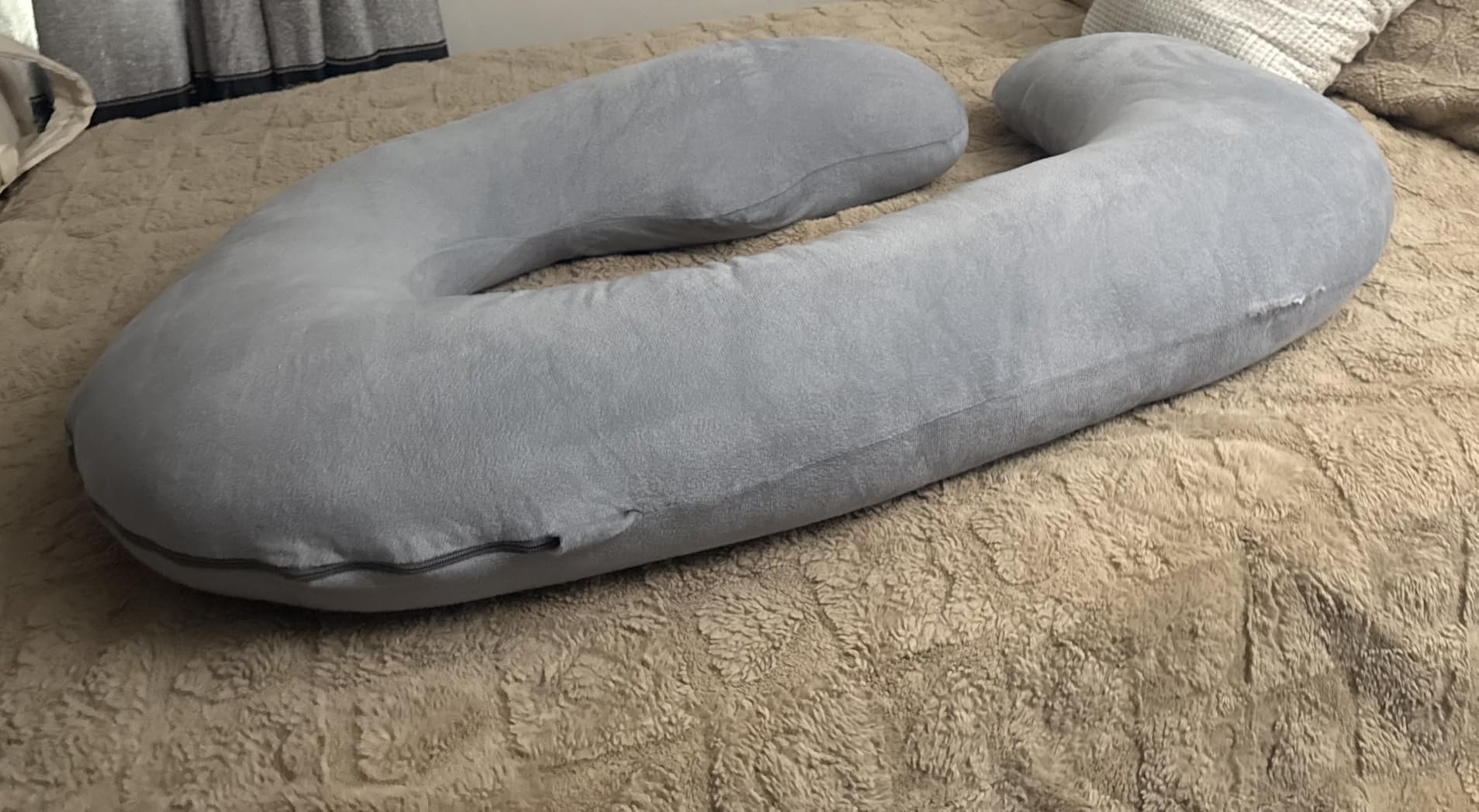 Pregnancy Pillows for Sleeping - 57-Inch Maternity Pillow for Pregnant Women with Removable Washable Cover - Support for Back, Belly, Neck, Legs, & Hips - V C U Shaped Full Body Pillow, Velvet Grey customer photo 1