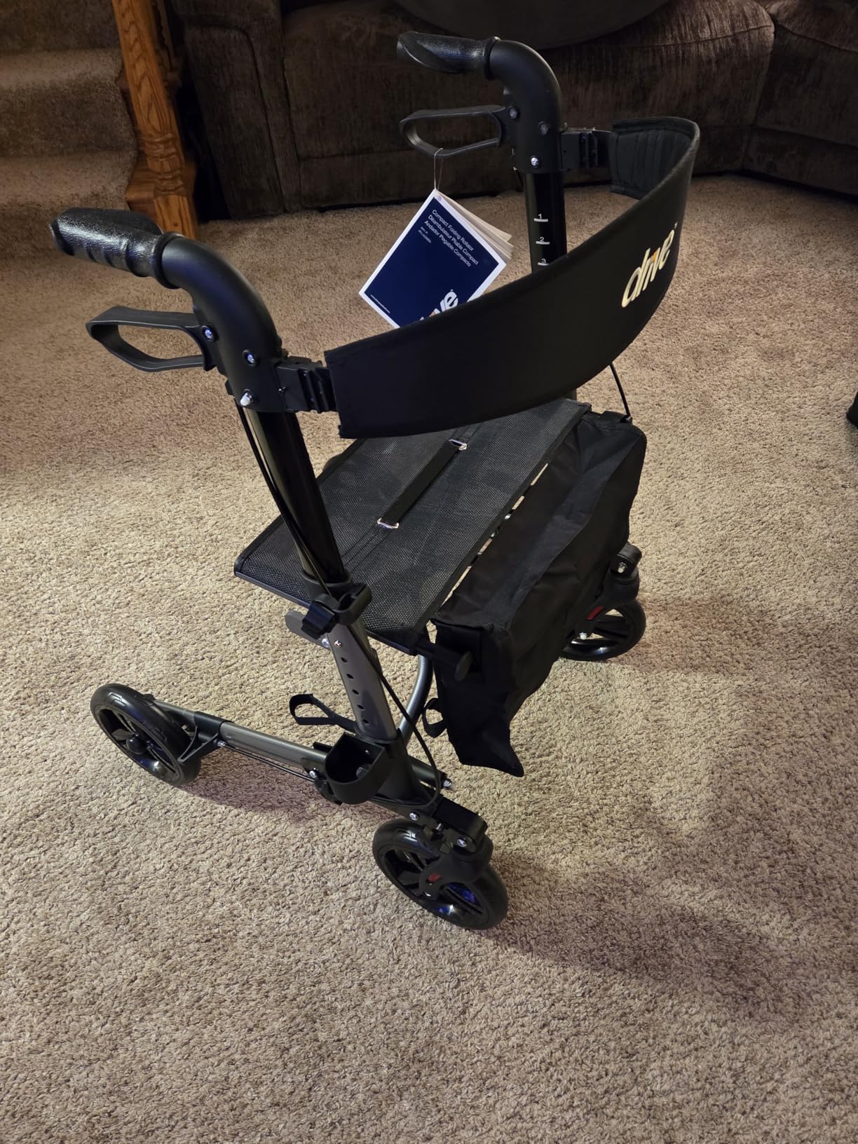 Drive Medical Compact Folding Rollator with Seat and Brakes, 8-Inch Wheels | Space-Saving 4-Wheeled Rollator Folds Compactly for Travel and Includes Seat and Brakes for Rest Stops customer photo 1