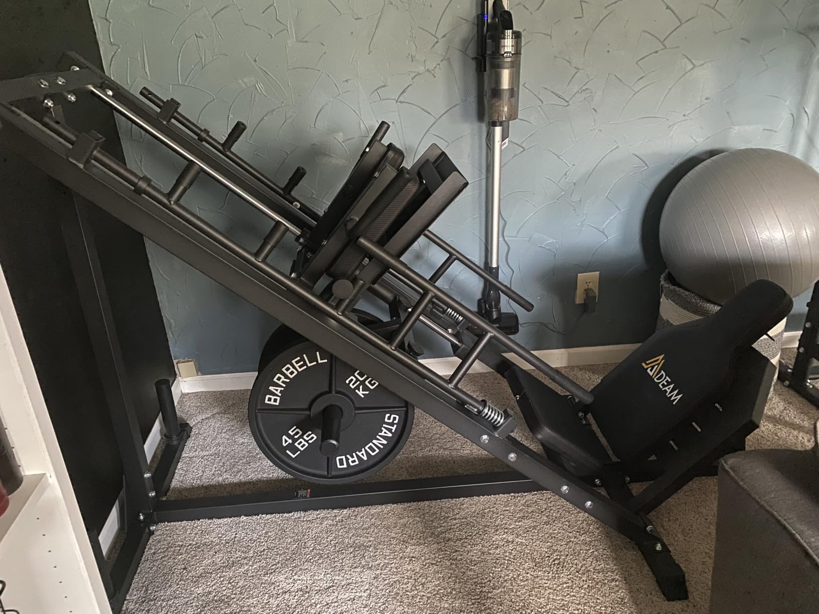Mdeam Leg Press Hack Squat Machine, Leg Press Machine with Linear Bearing 45-Degree Hack Squat Machine for Gym Home Lower Body Strength Training for Quads, Hamstring, Glutes, Calves customer photo 2