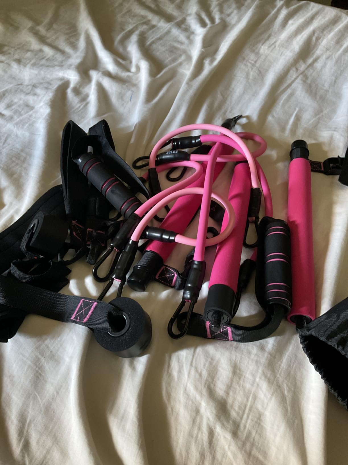 Pilates Bar Kit with 6 Latex Resistance Bands, Adjustable Exercise Bar customer photo 1