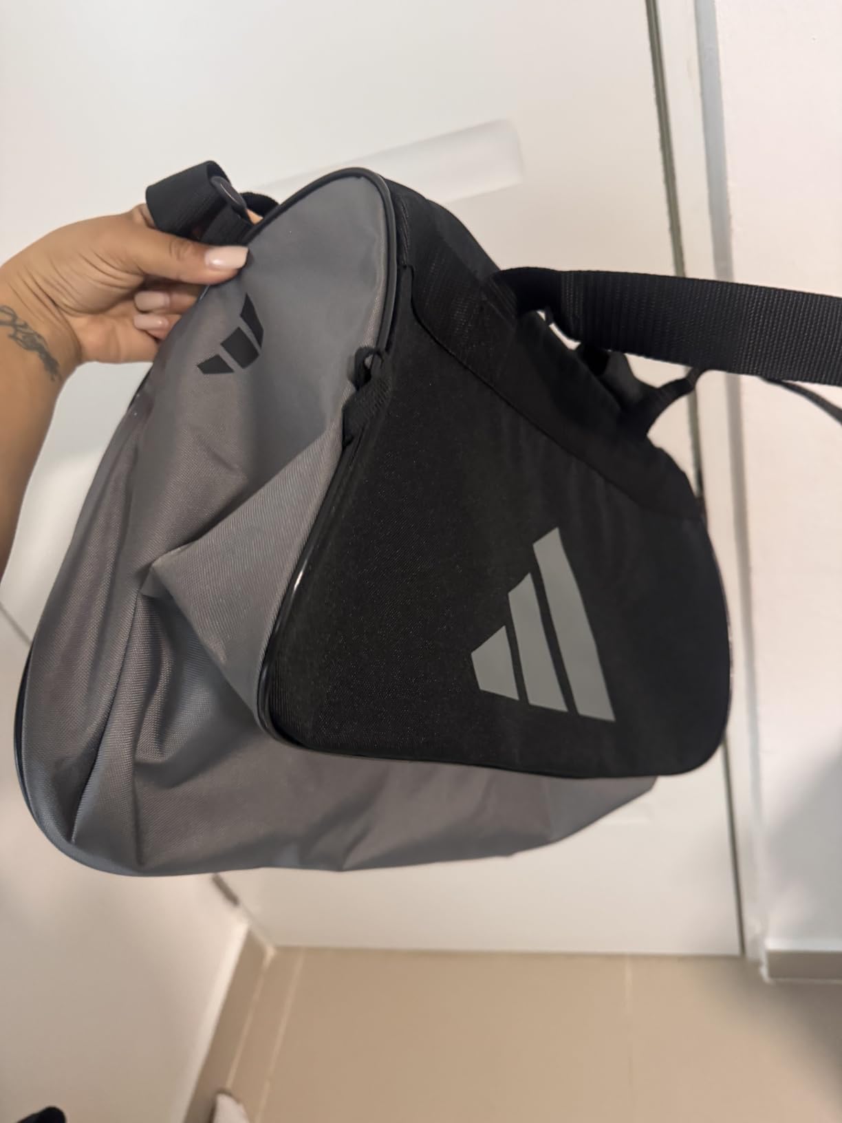 adidas Power Gym Bag - Lightweight Small Duffel, Blush Pink/White/Halo Silver Grey, OSFA customer photo 2