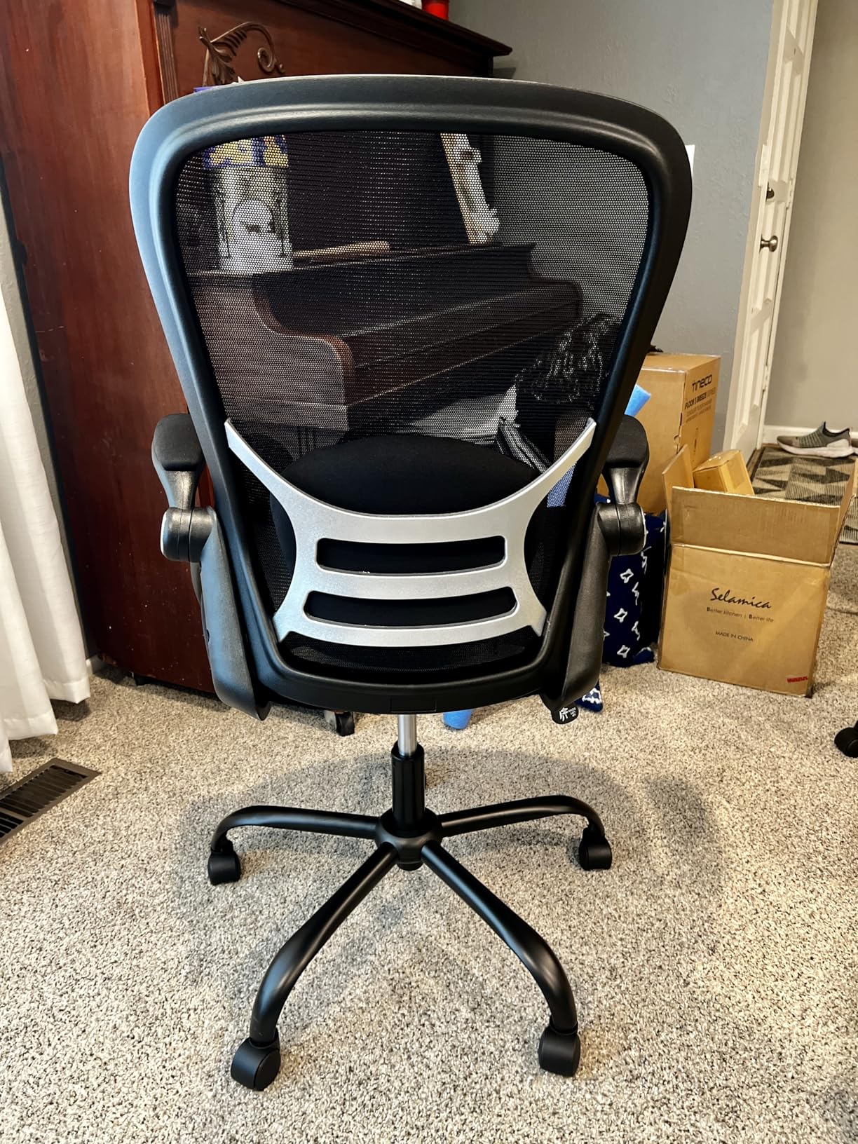 HYLONE Big and Tall 400lbs Heavy Duty Office Chair, 5 Inch Thickened Seat Ergonomic Desk Chair with Adjustable Armrests, Home Office Computer Chairs for Long Hours Mesh Executive Chair (Black) customer photo 1