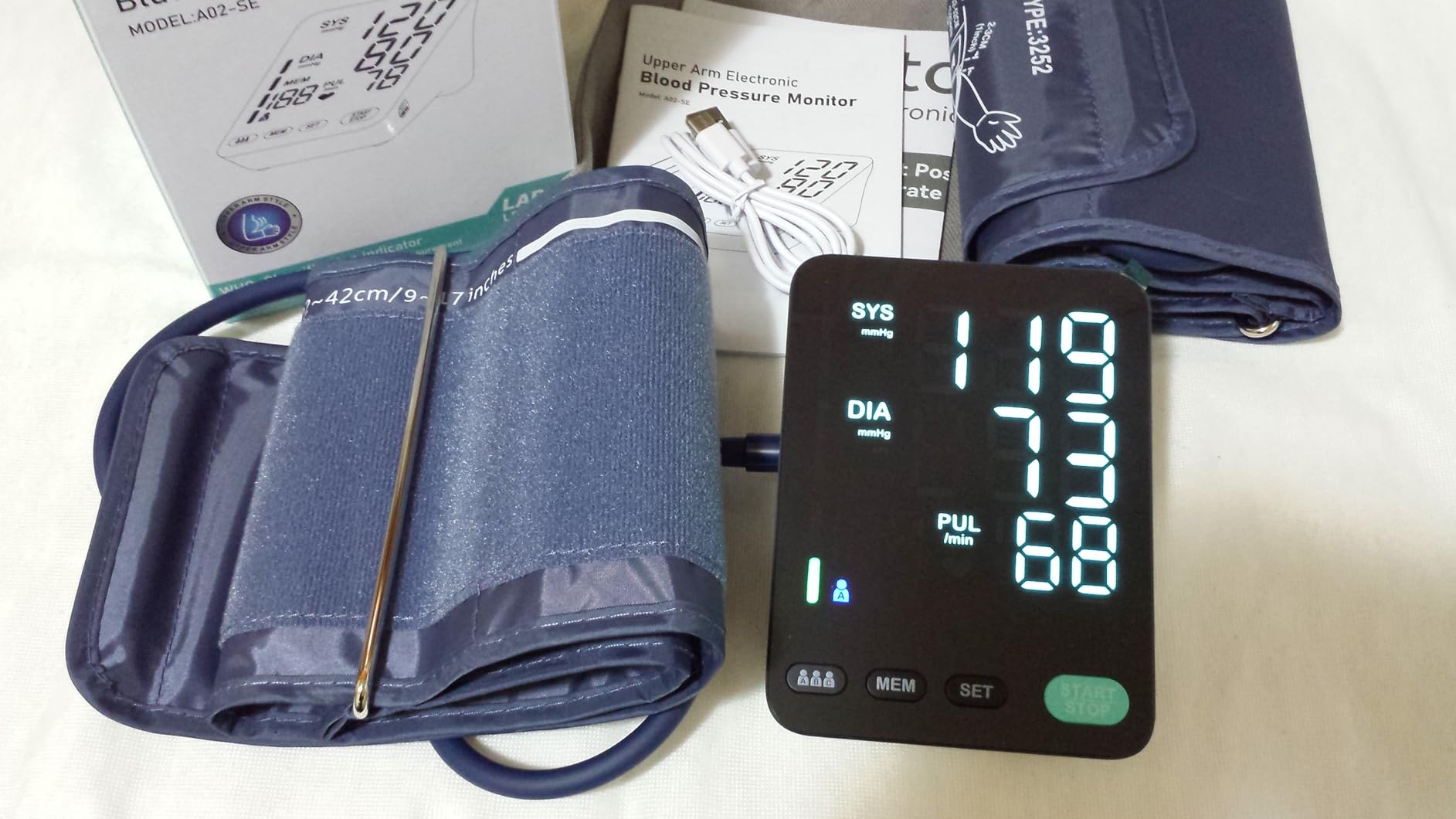 YONLO Automatic Upper Arm Blood Pressure Monitor, 3*199 Sets Memory, White | Dual Cuffs (9-17in&13-21in), Large LED Backlit Display, USB-C/4 AAA, Fast 35s reading, Home Use, one-touch, accurate readings customer photo 2