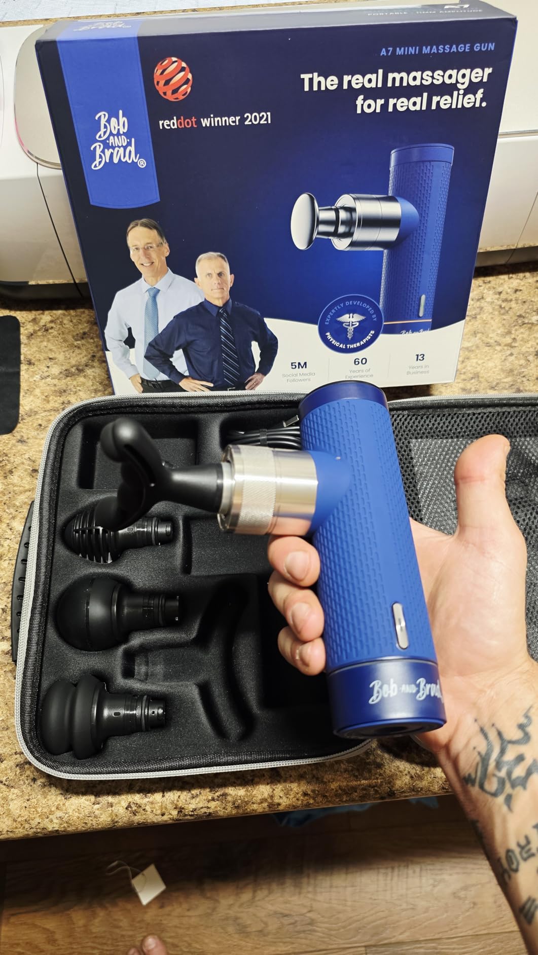 BOB AND BRAD A7 Deep Tissue Mini Massage Gun, 11mm Amplitude Percussion Massager for Back, Shoulders & Legs, Portable Muscle Recovery Gun with Metal Head, Quiet, FSA-HSA Eligible, Gifts for Athletes customer photo 2