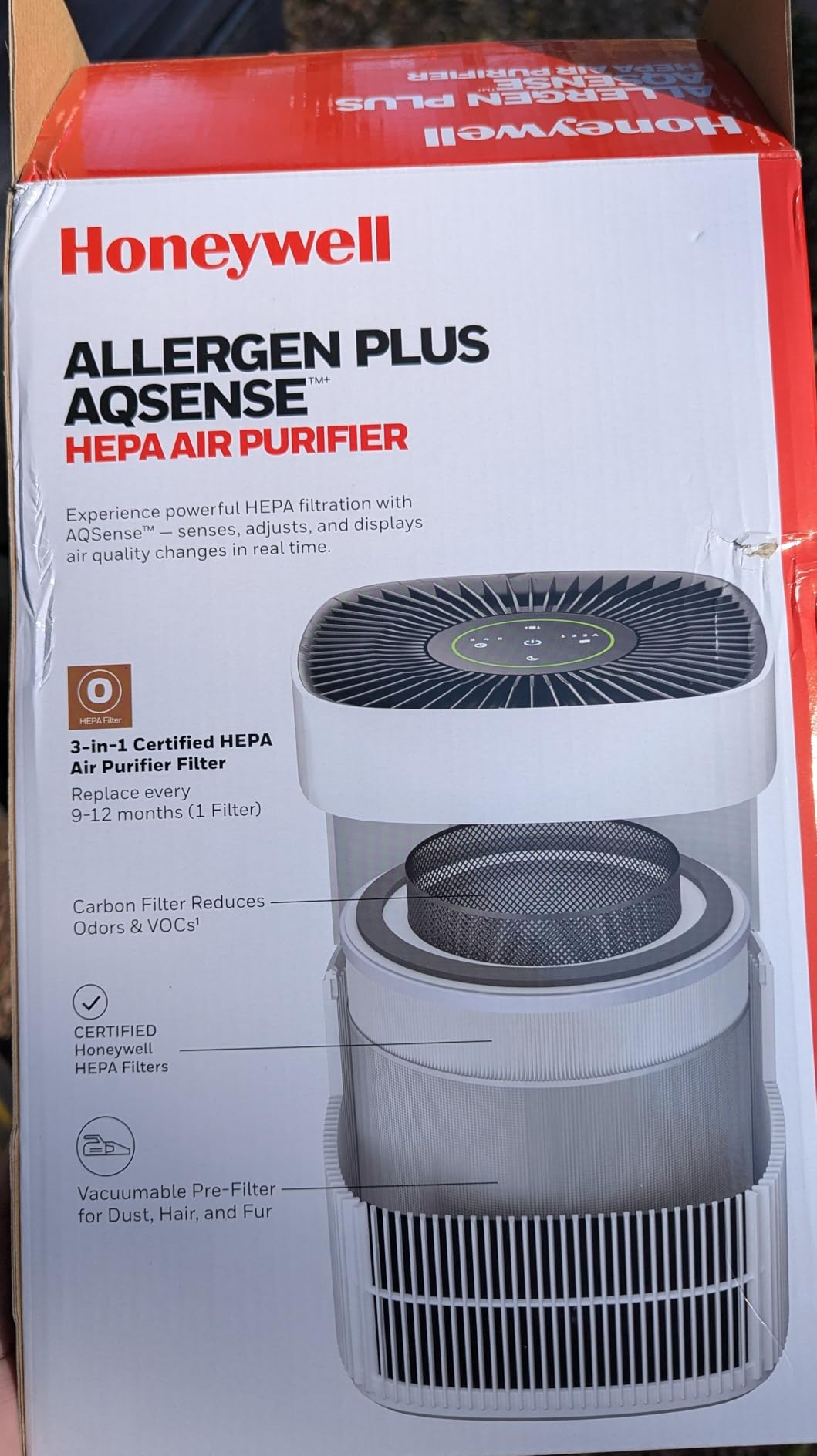 Honeywell Allergen Plus Compact Small Room HEPA Air Purifiers for Home, Up to 530 Ft² Coverage, 3-in-1 Filter, Pet Dander, Smoke & Odor Reducer Air Quality Sensor with Auto Mode, Black, HPA125B customer photo 1