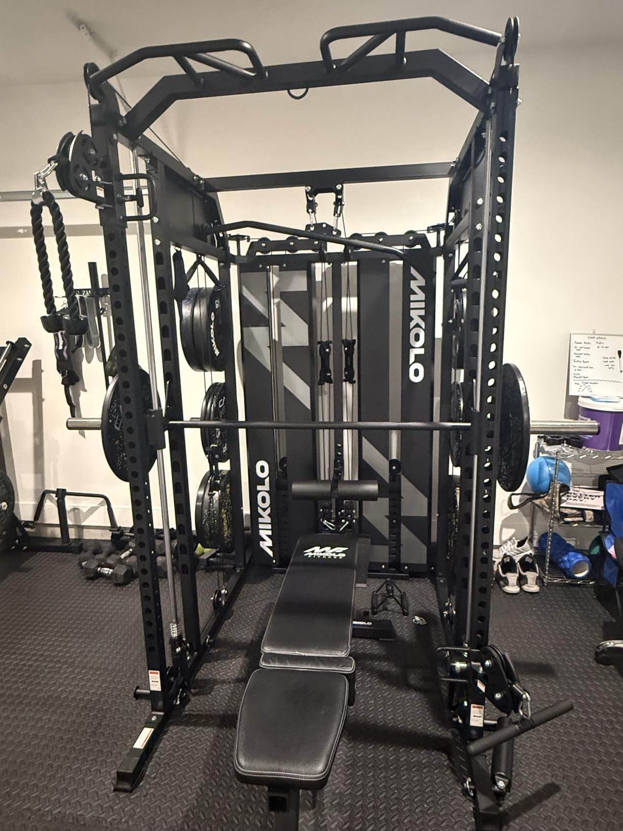 Mikolo Smith Machine with Weight Stack, Power Cage Home Gym System with LAT Pulldown & Cable Crossover, Multi-Functional Trainer with Dual Pulley System customer photo 1