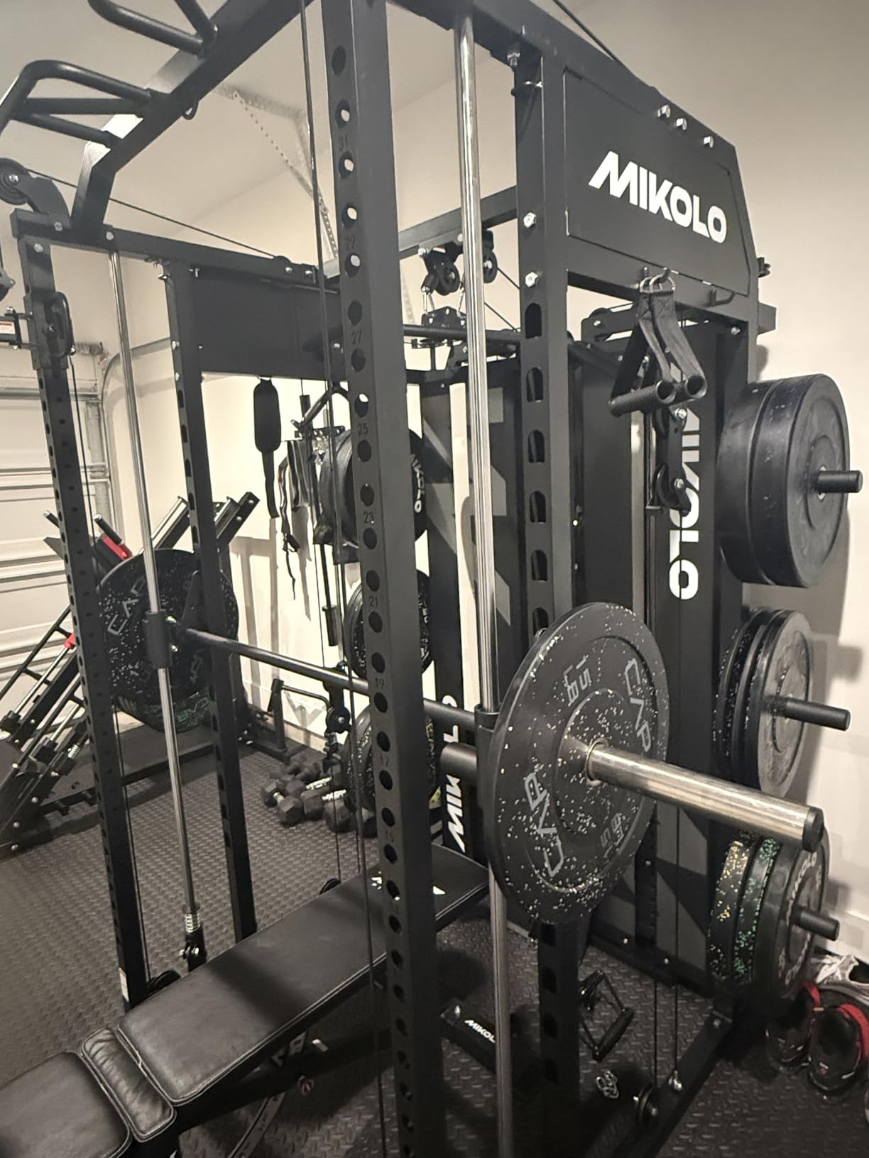 Mikolo Smith Machine with Weight Stack, Power Cage Home Gym System with LAT Pulldown & Cable Crossover, Multi-Functional Trainer with Dual Pulley System customer photo 2