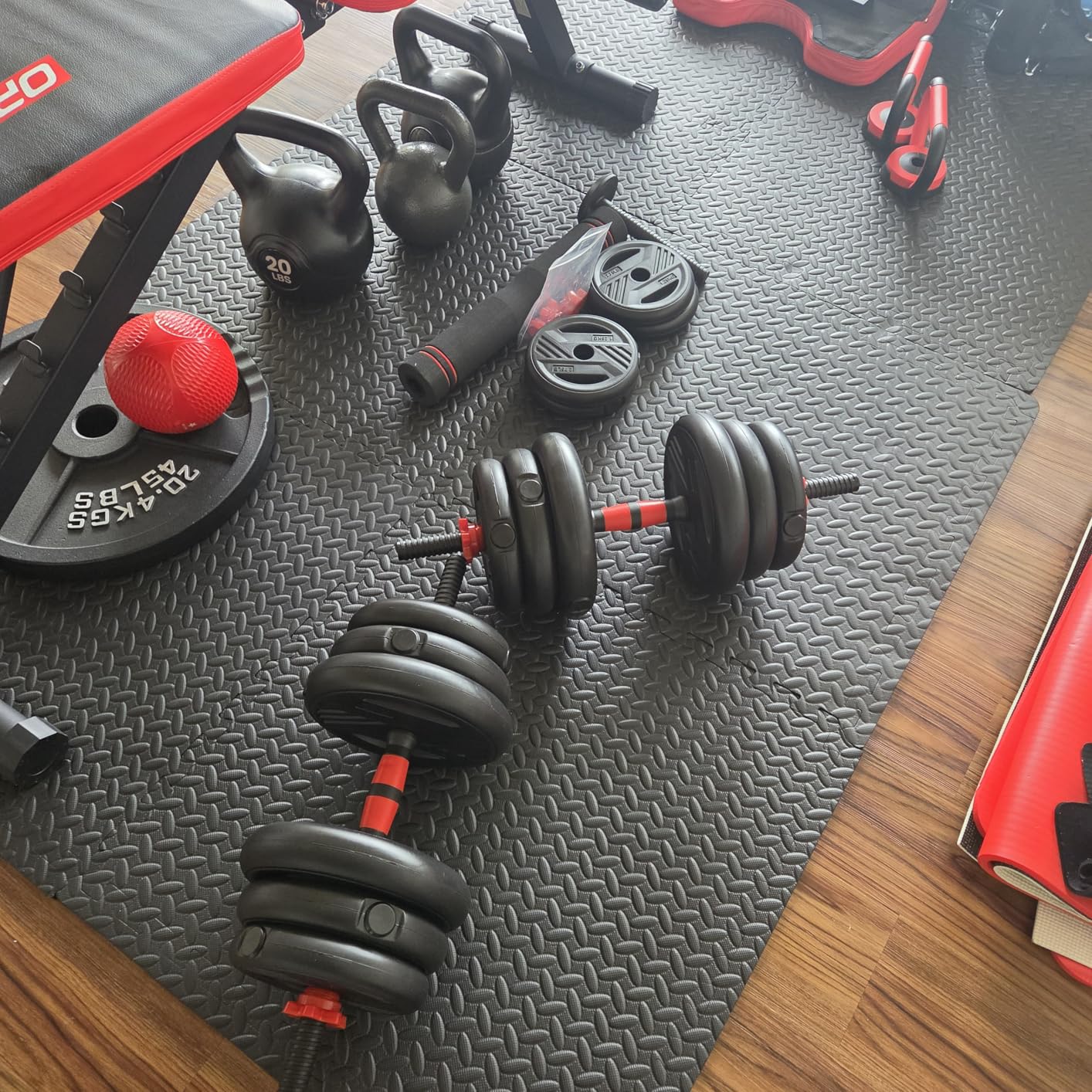 Adjustable Dumbbell Set, 20/30/45/70/90lbs Free Weight Set With Double Locknut, 5-in-1 Dumbbells Set Includes Barbell, Kettlebells, Push up Stand, Weight Plate, Fitness Exercise for Home Gym Suitable Men/Women customer photo 2