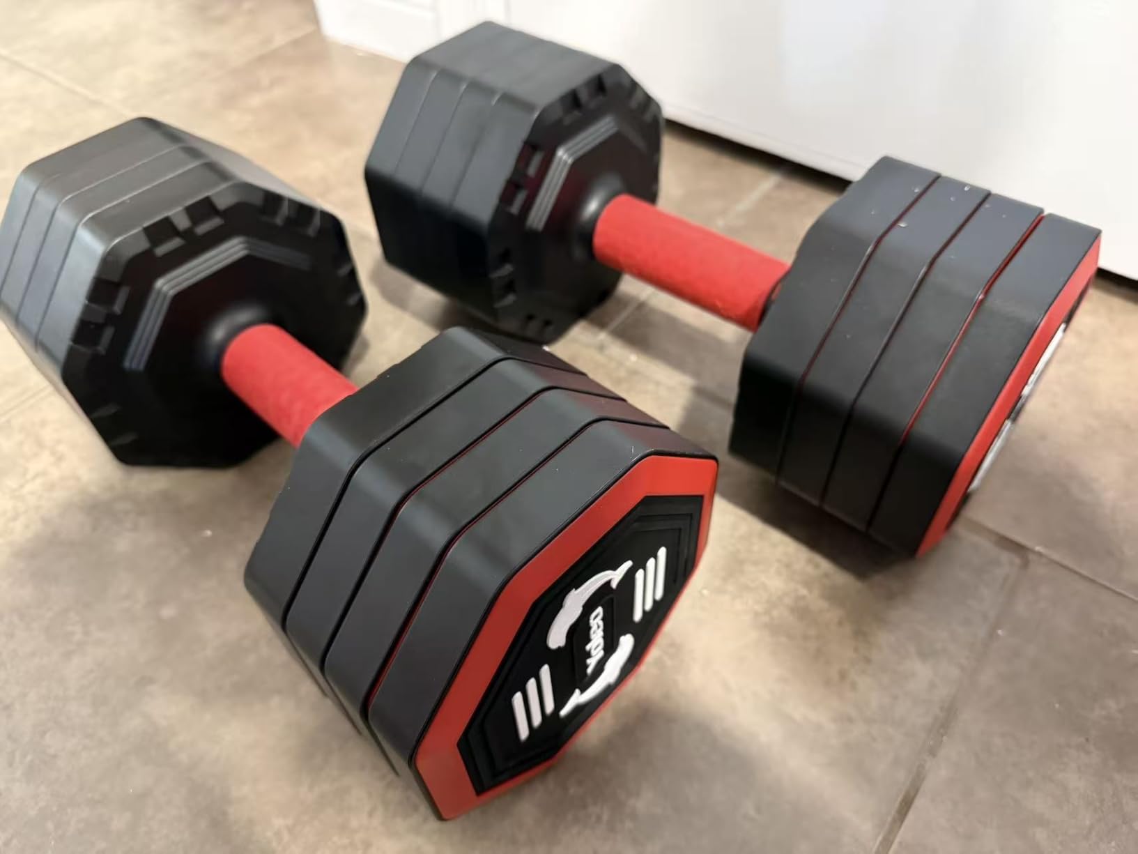 Yoleo Adjustable Dumbbell Set, 4 in 1 Each Premium Tai Chi-Style Rotary Mounting Adjustable 10/15/20/25 lb Dumbbells, TPU Soft Rubber Handle customer photo 2